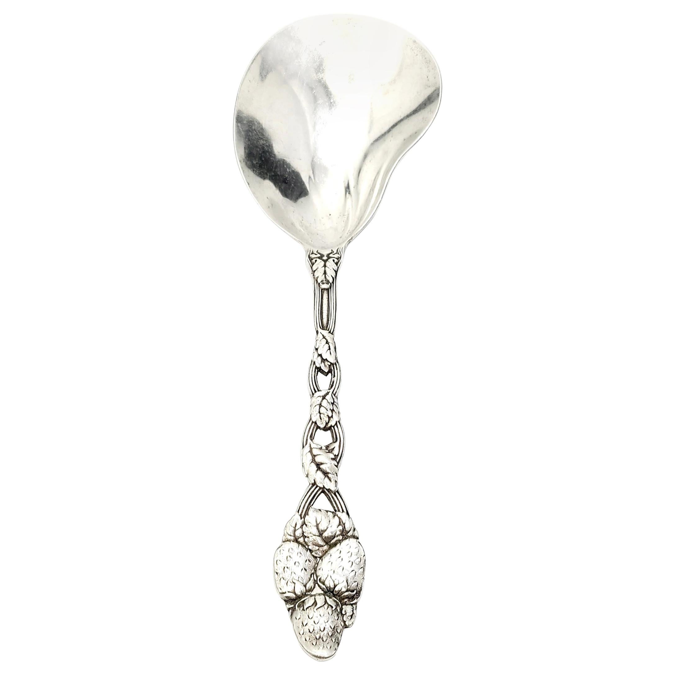 Antique Tiffany & Co Sterling Silver Strawberry Pattern Berry Casserole Spoon For Sale