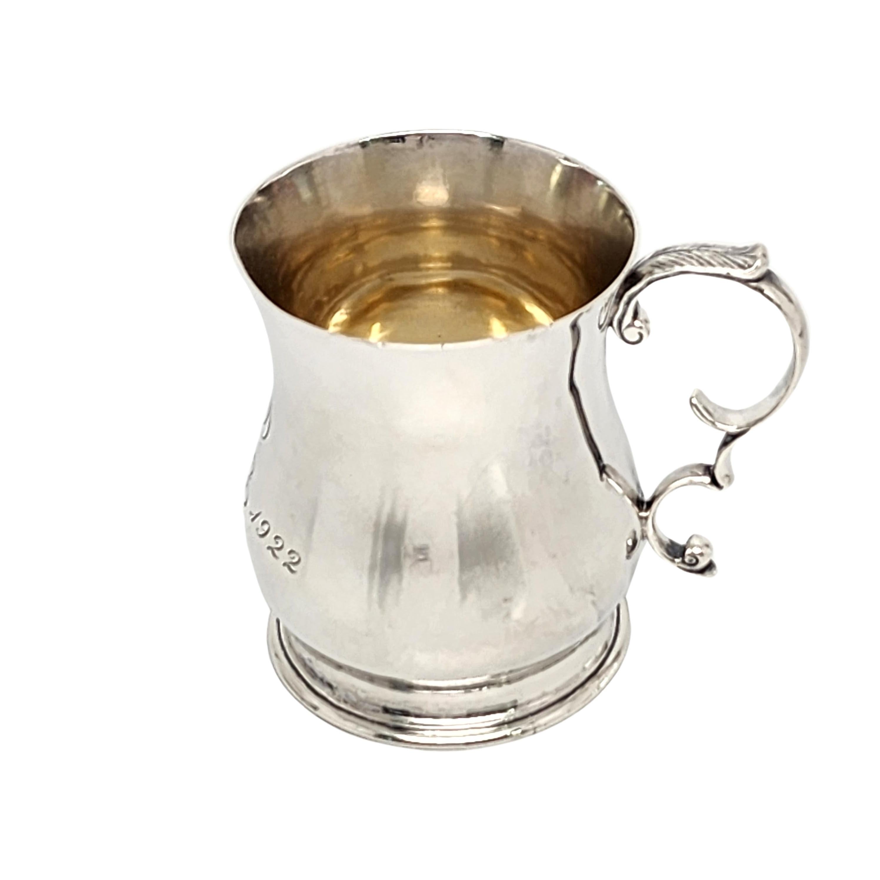 Georgian Antique Tiffany & Co Sterling Silver Tankard Cup/Mug with Engraving #14894