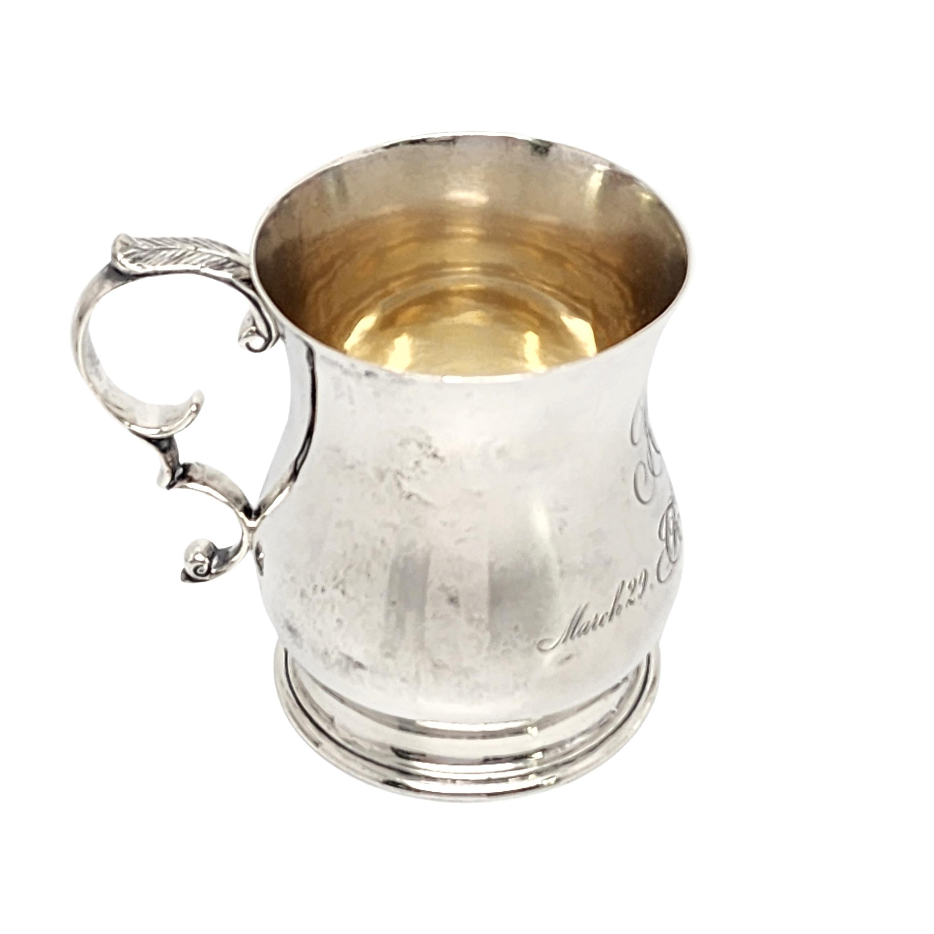 Women's Antique Tiffany & Co Sterling Silver Tankard Cup/Mug with Engraving #14894