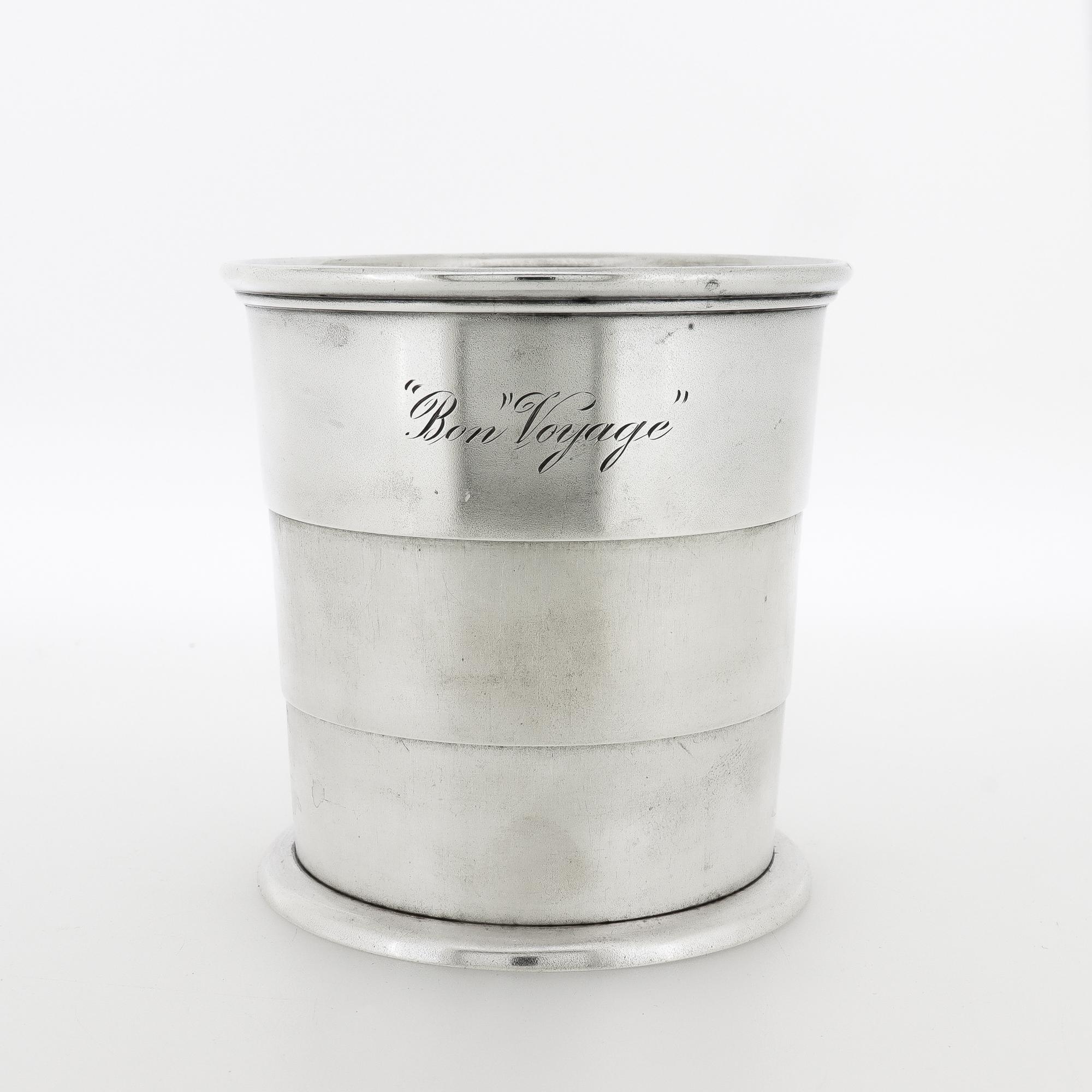 Antiker Tiffany & Co. Sterling Silber Reise-Trinkbecher mit Gravur 'Bon Voyage' (Spätviktorianisch) im Angebot
