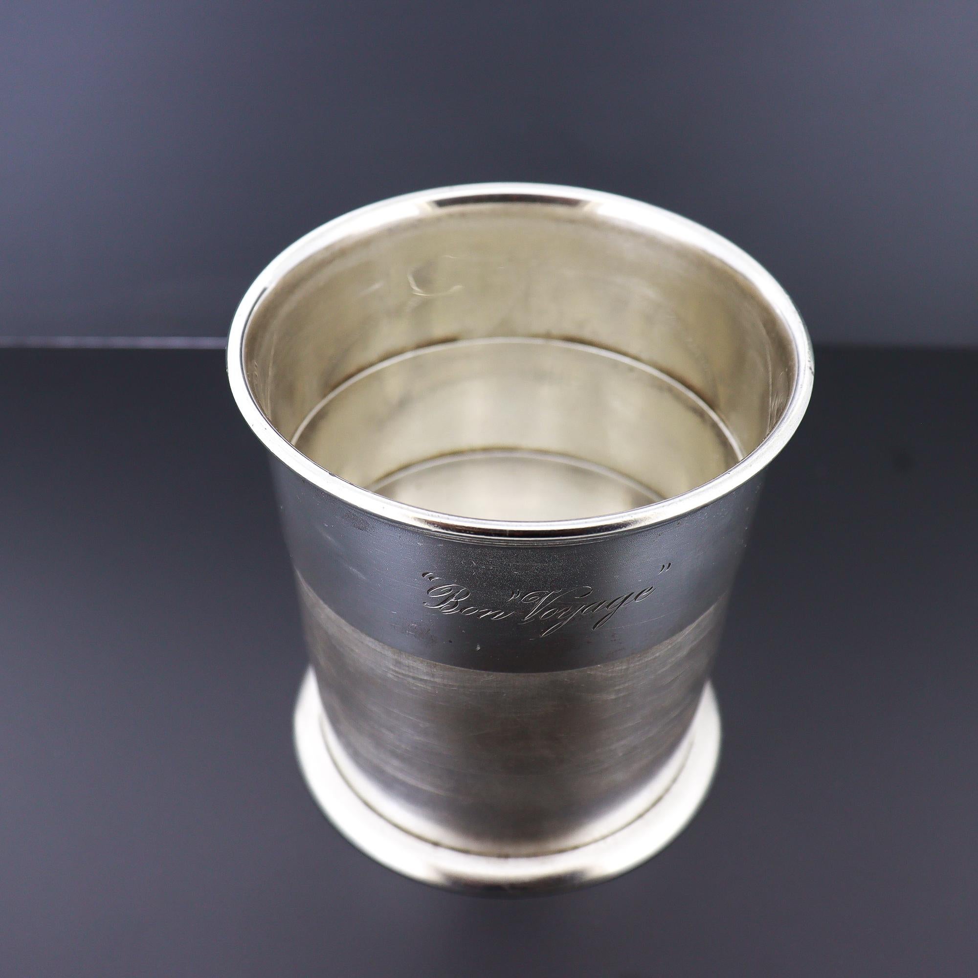 Antiker Tiffany & Co. Sterling Silber Reise-Trinkbecher mit Gravur 'Bon Voyage' im Angebot 3
