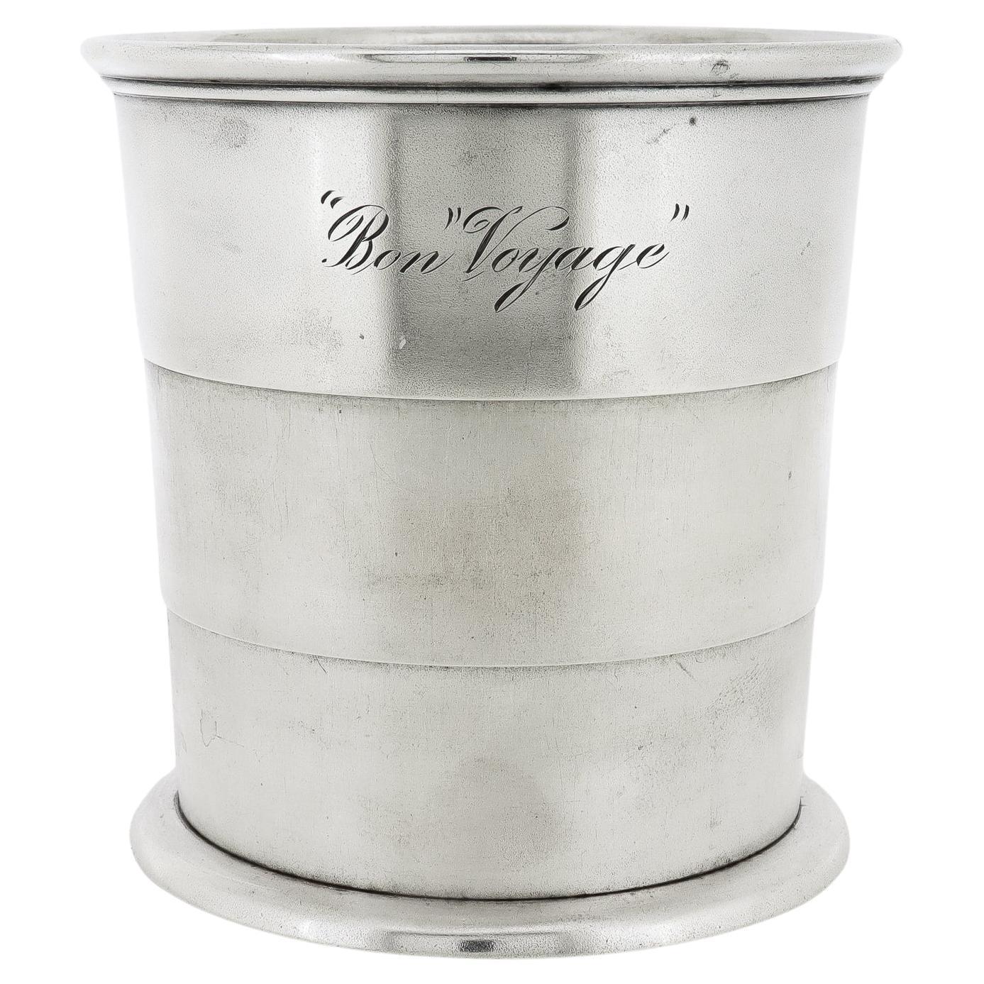 Antiker Tiffany & Co. Sterling Silber Reise-Trinkbecher mit Gravur 'Bon Voyage' im Angebot