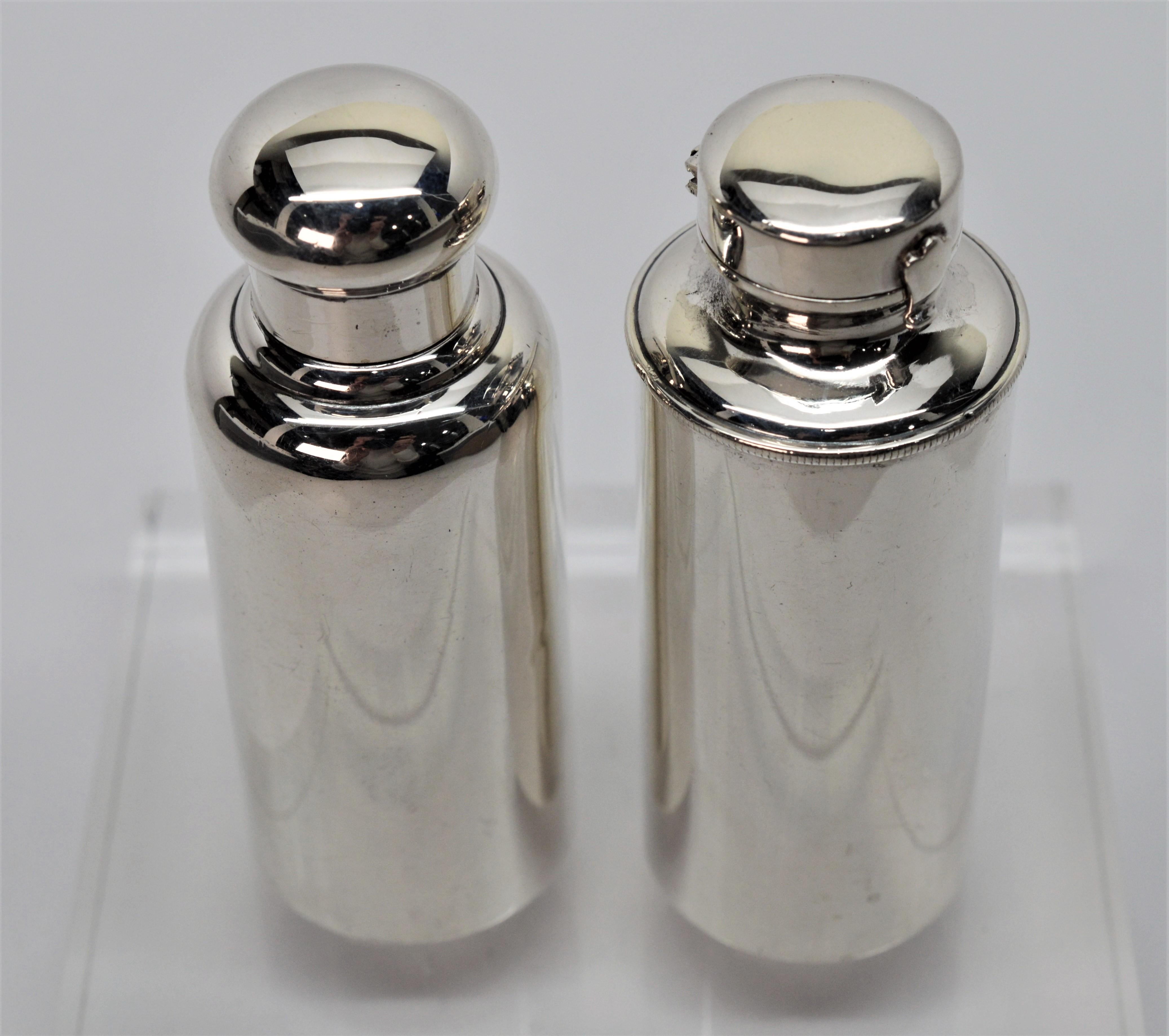 Darling Tiffany & Co. antique sterling silver cosmetic containers give your vanity a personal touch. Circa 1900, the pair of finely made canisters can hold your favorite lotions and powders.  Each piece has a secure top, able to travel with you in