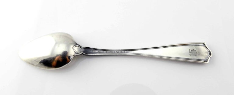 Antique Tiffany & Co Sterling Silver Winthrop Grapefruit Spoon with Monogram In Good Condition For Sale In New Milford, CT