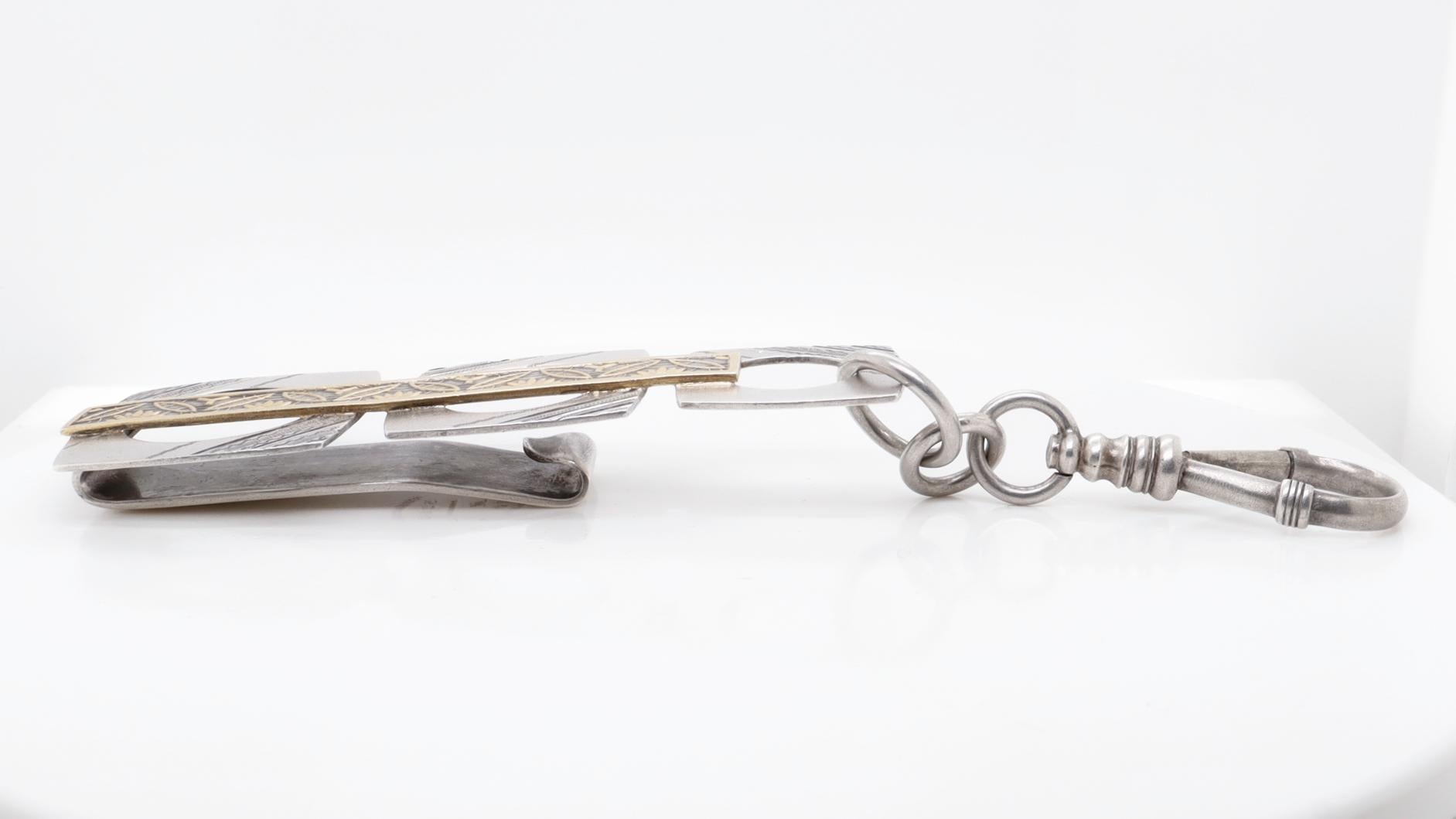 Antike Tiffany & Co.-Kollektion Quadratische Union Quadratische Ästhetische vergoldete Sterlingsilber Chatelaine im Angebot 5