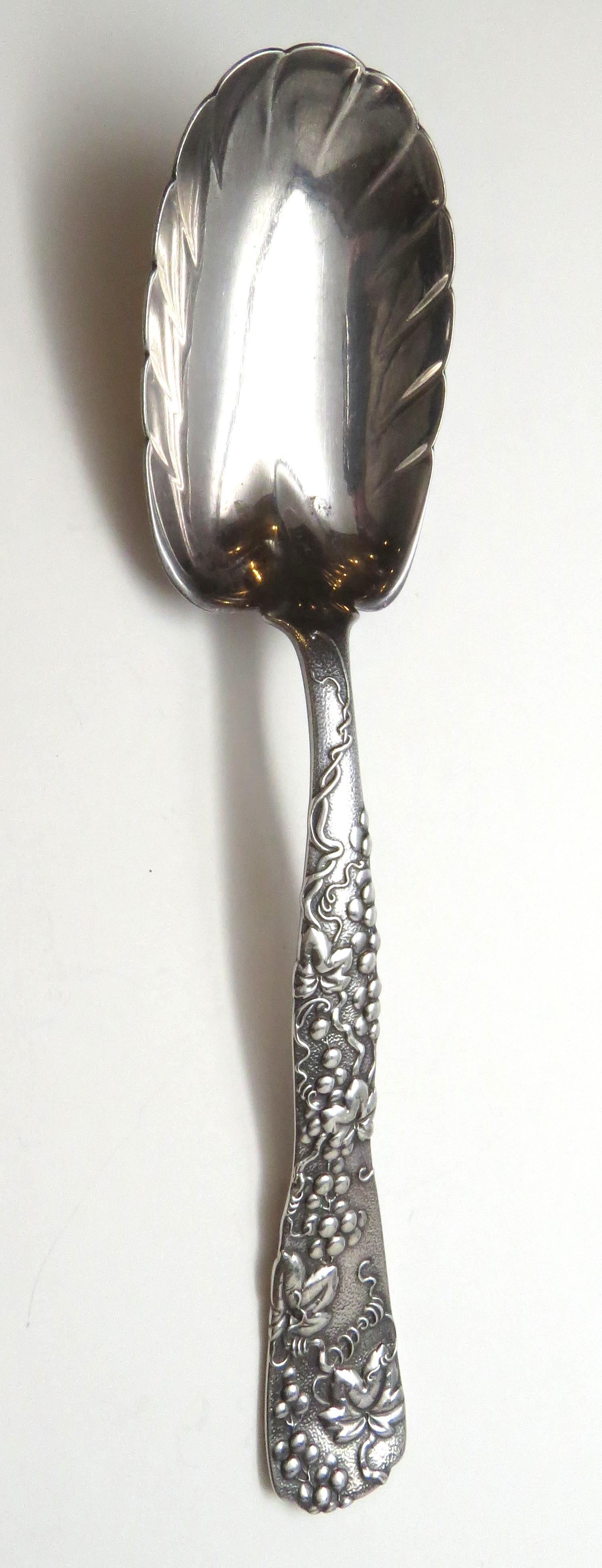 American Antique Tiffany & Co. Vine Sterling Silver Berry 1872 Preserve Spoon