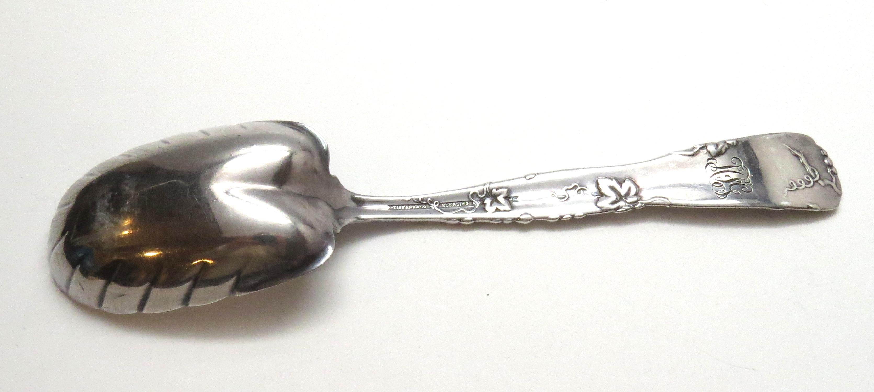 Antique Tiffany & Co. Vine Sterling Silver Berry 1872 Preserve Spoon 1
