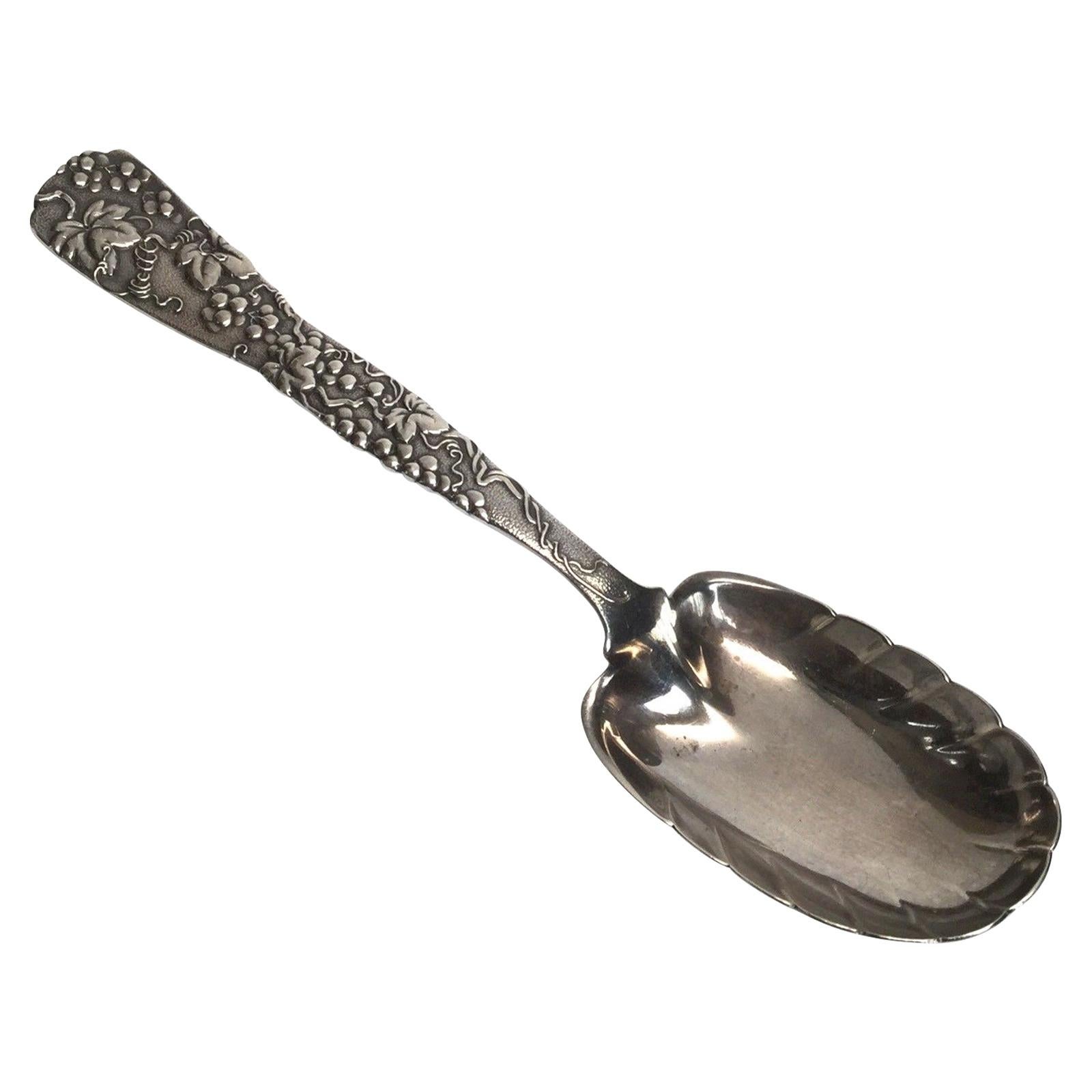 Antique Tiffany & Co. Vine Sterling Silver Berry 1872 Preserve Spoon