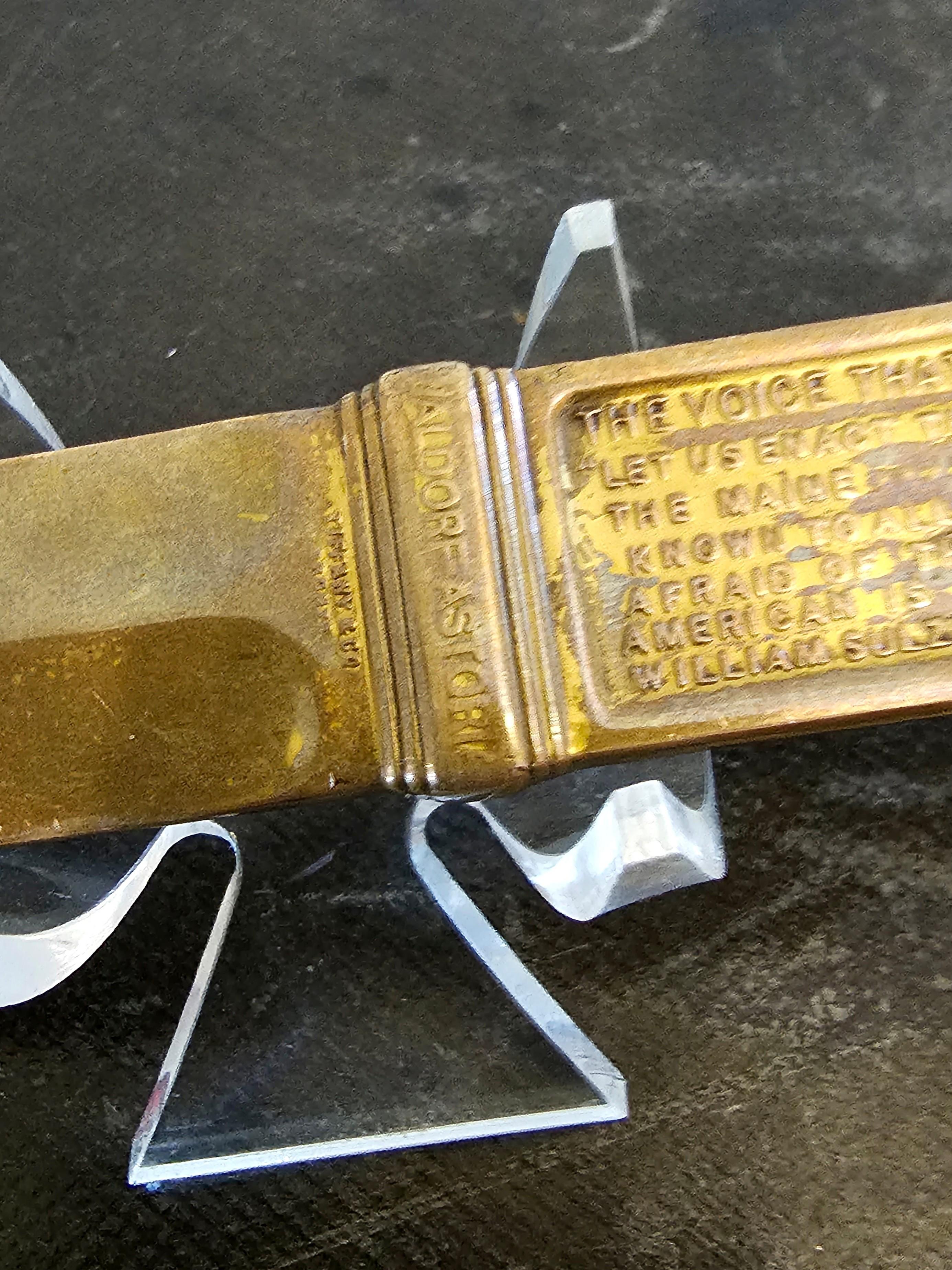 Antike Tiffany & Co.-Kollektion Waldorf Astoria USS Maine Brieföffner aus Bronze von Waldorf im Angebot 2