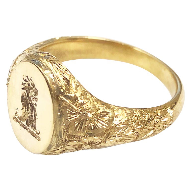 Antique Tiffany and Co. Yellow Gold Heavy Chased Signet Ring at 1stDibs |  vintage tiffany signet ring, tiffany signet ring