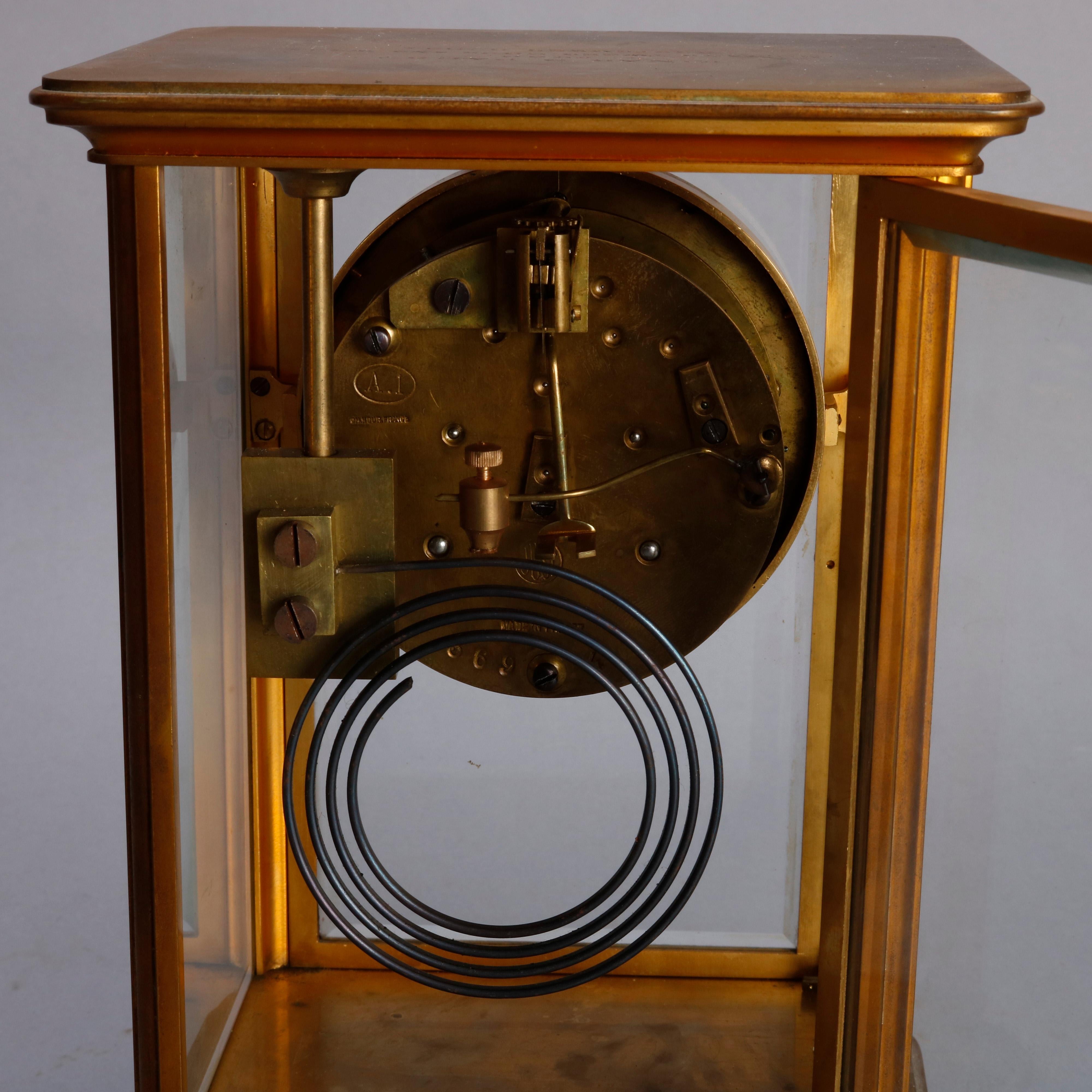 North American Antique Tiffany & Co Brass and Crystal Regulator Clock, circa 1890