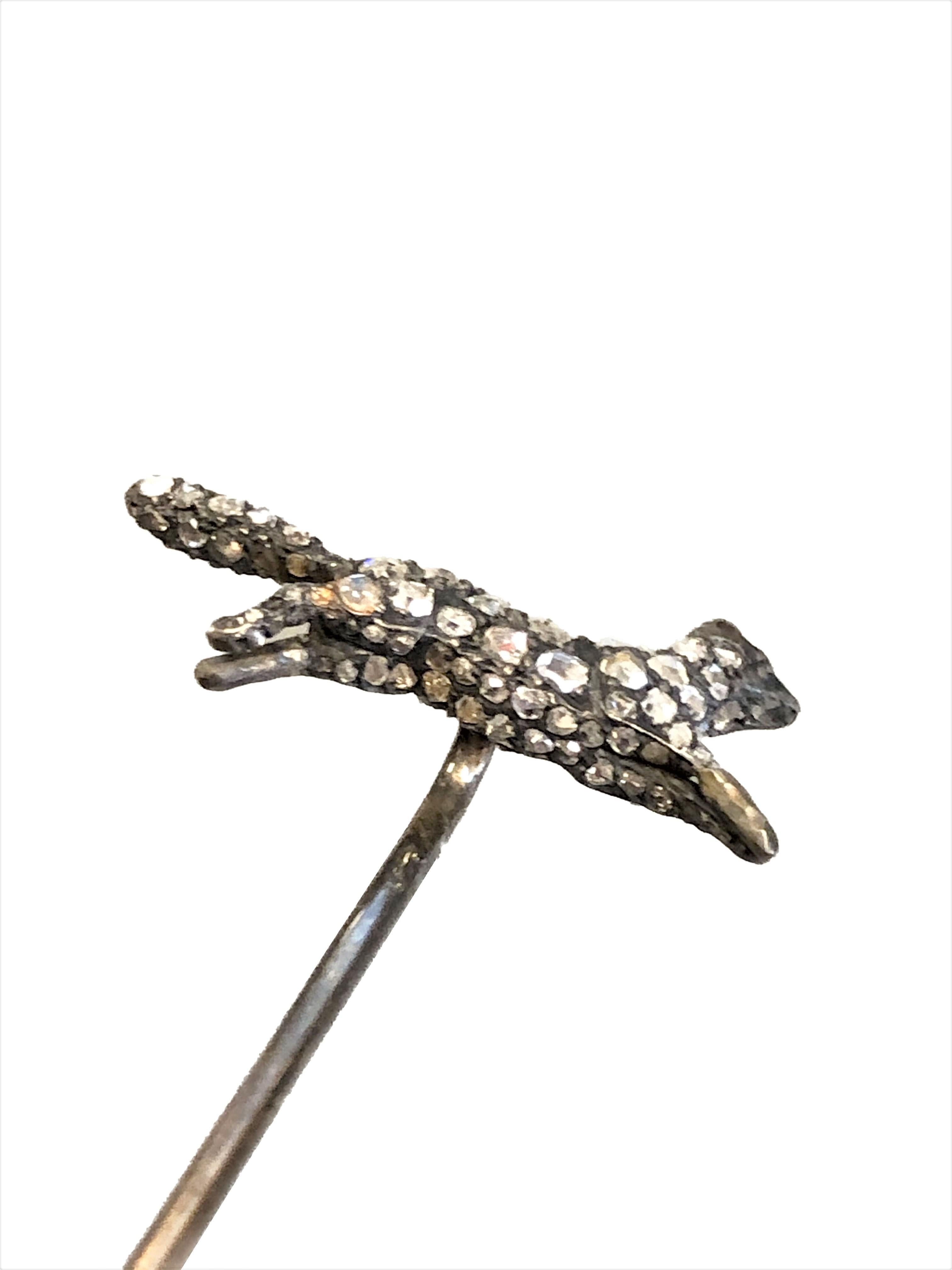 Victorian Antique Tiffany & Company Diamond Fox Stick Pin For Sale