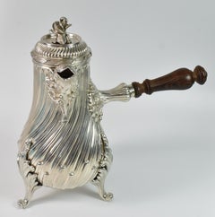 Antique Tiffany & Co. Sterling Chocolate Pot Rococo Style Rosewood Handle