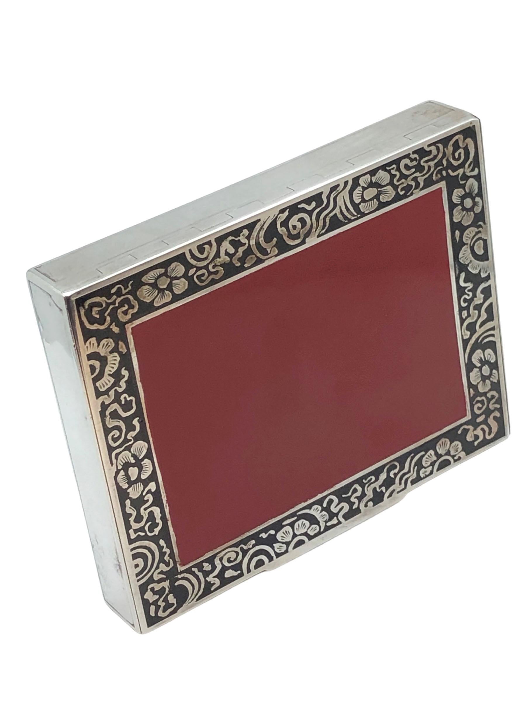Women's or Men's Antique Tiffany & Company Sterling Enamel Table Trinket or Cigarette Box