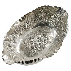 Antique Tiffany & Company Sterling Silver Fern and Flowers Repousse Bowl