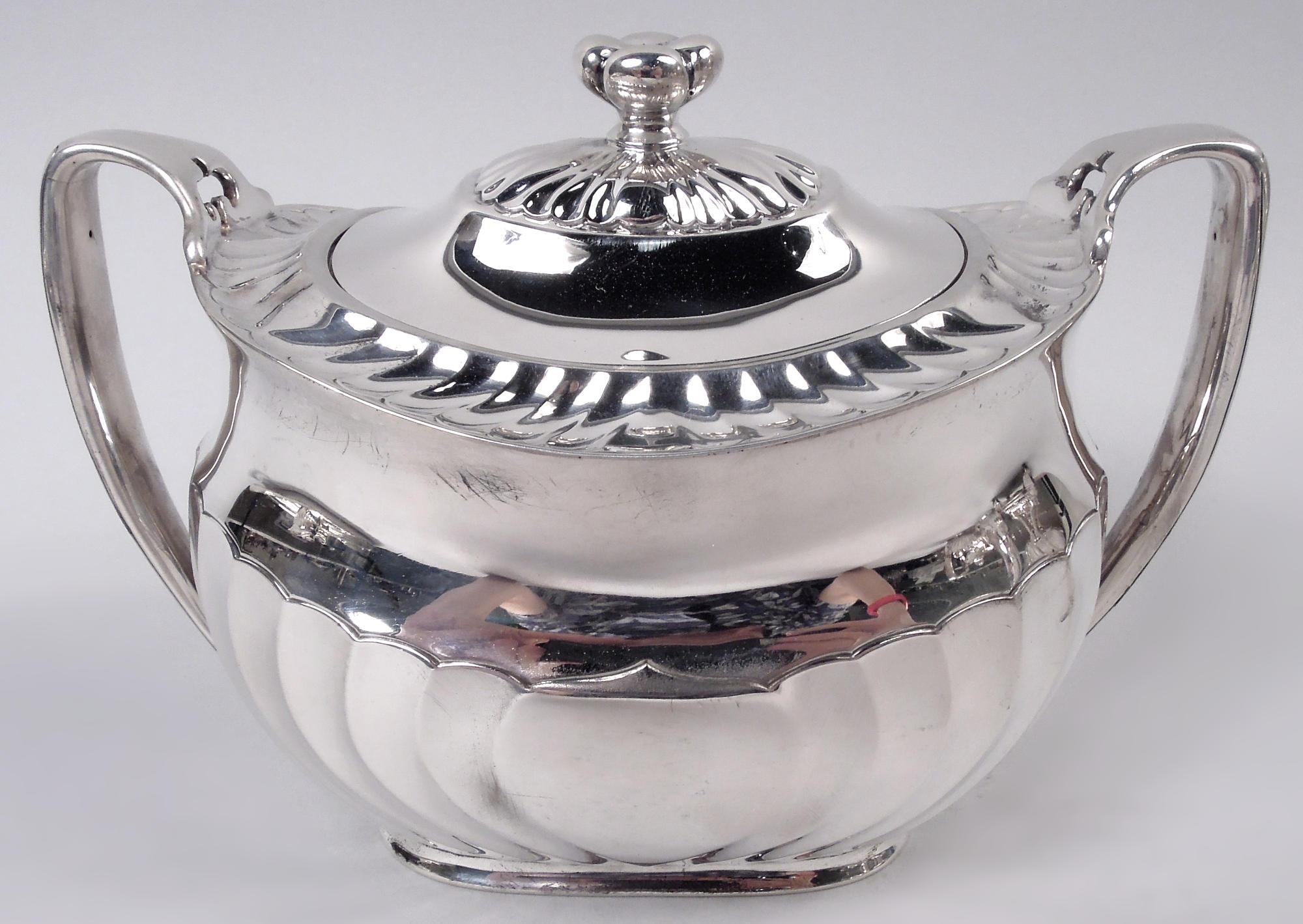 Sterling Silver Antique Tiffany Edwardian Classical 6-Piece Coffee & Tea Set on Tray For Sale