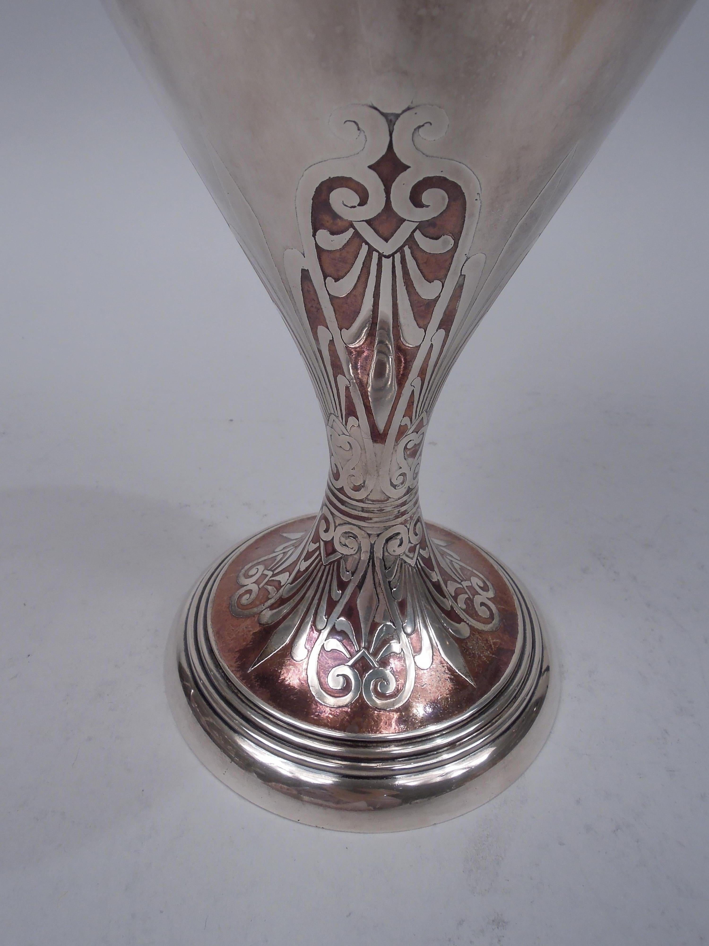 Antique Tiffany Edwardian Classical Mixed Metal Sterling Silver Ewer For Sale 2