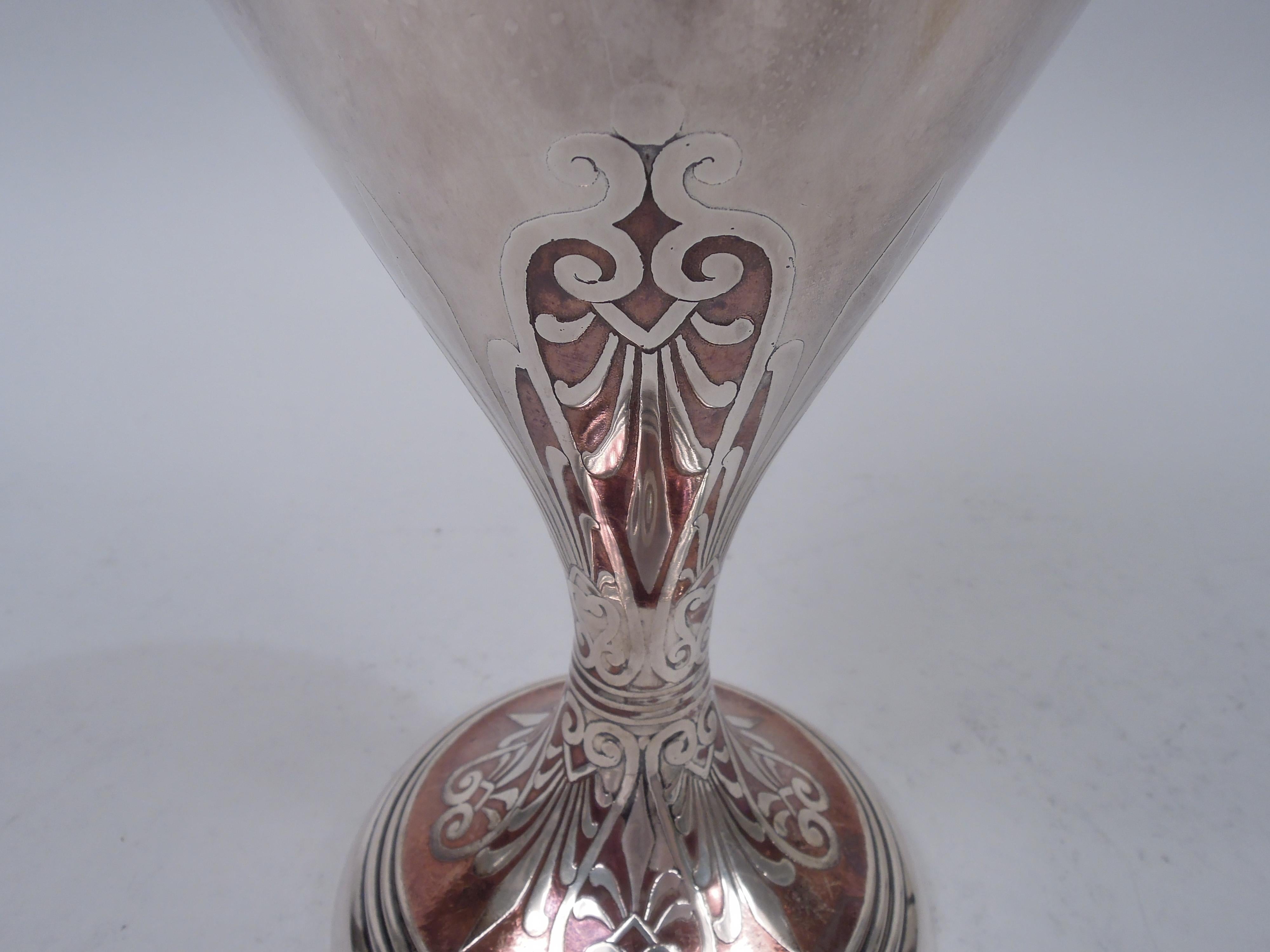 Antique Tiffany Edwardian Classical Mixed Metal Sterling Silver Ewer For Sale 3