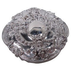 Antique Tiffany Edwardian Classical Sterling Silver Round Trinket Box