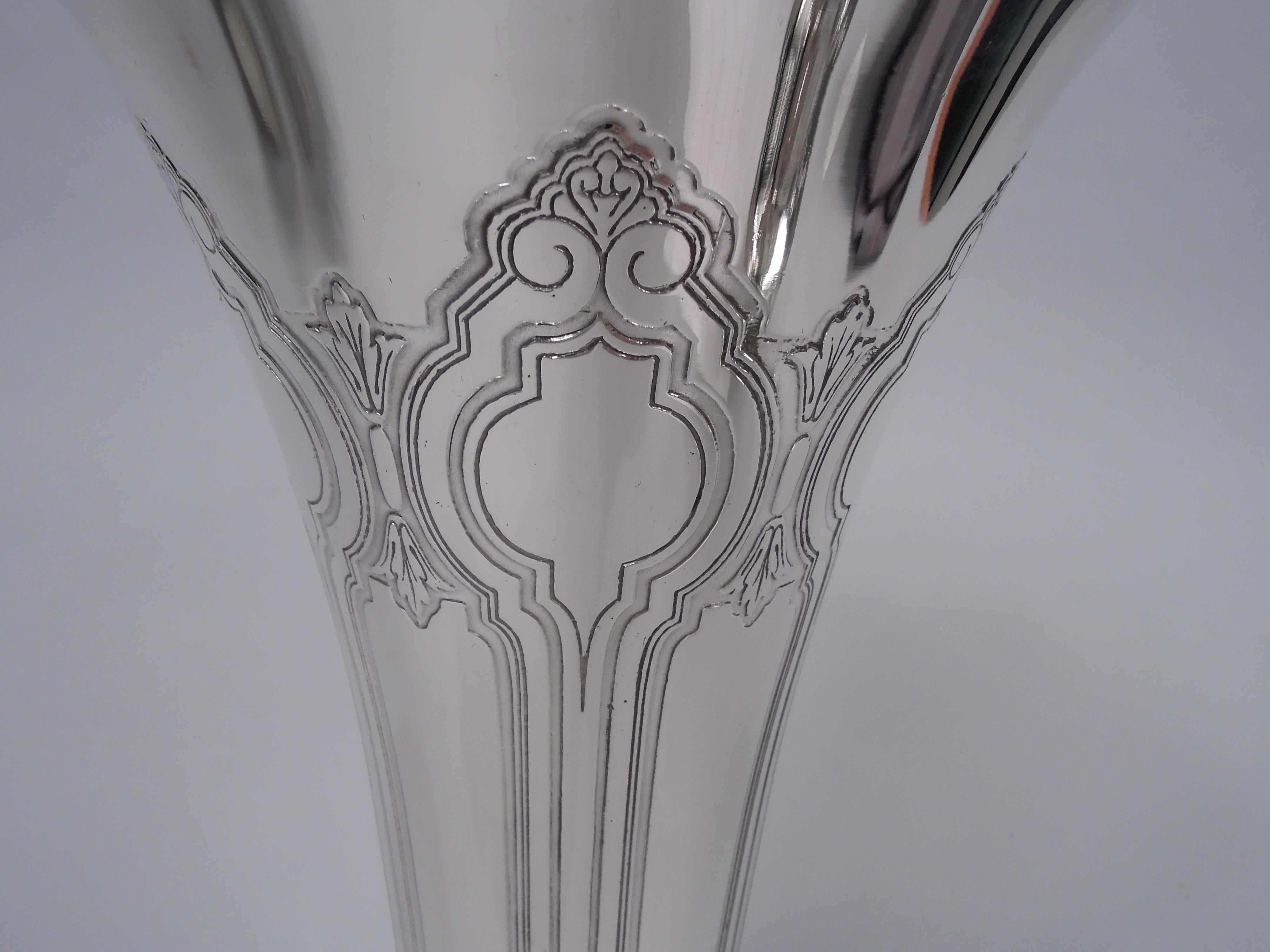 American Antique Tiffany Edwardian Classical Sterling Silver Vase For Sale