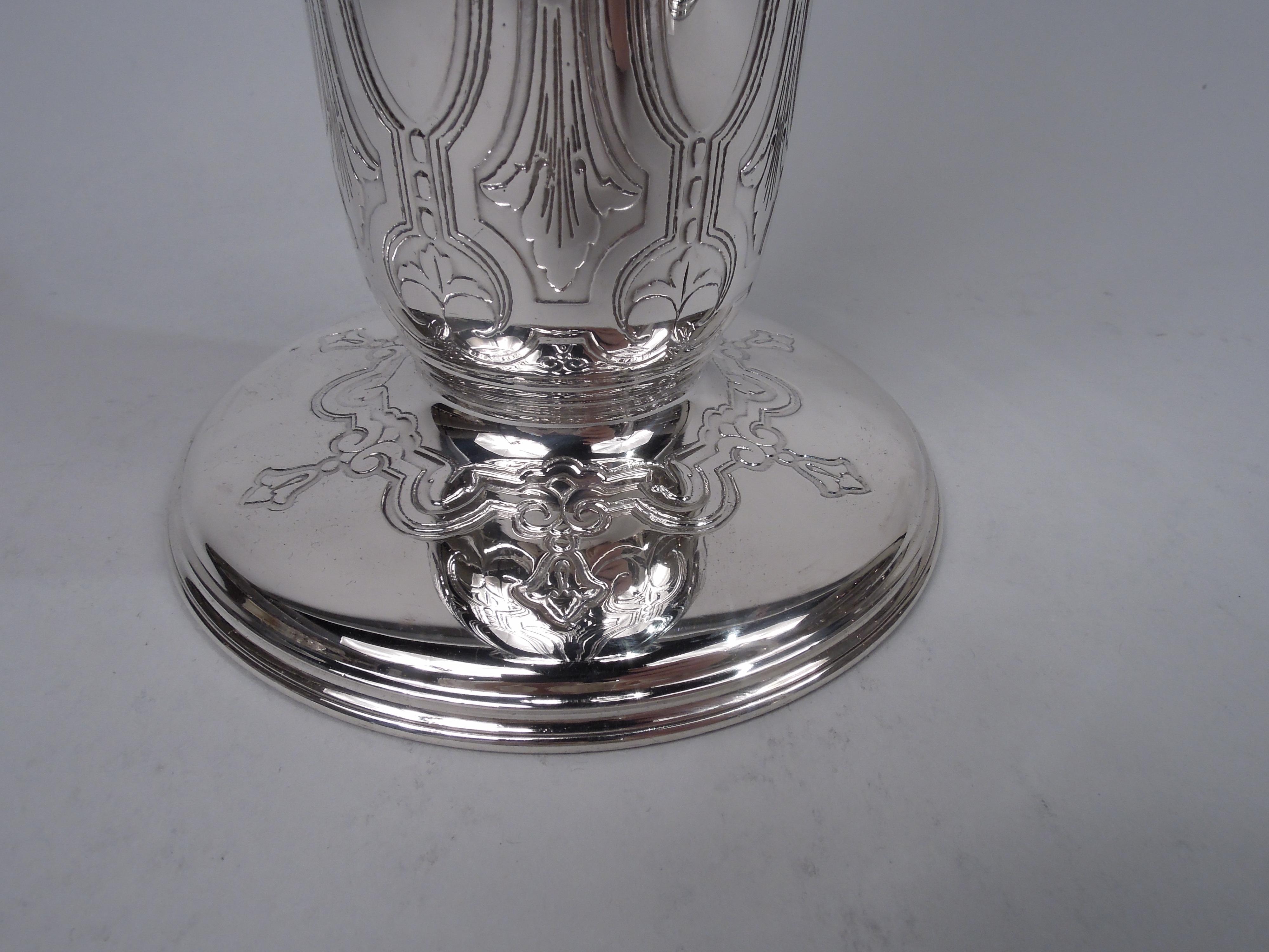 Antique Tiffany Edwardian Classical Sterling Silver Vase In Good Condition In New York, NY