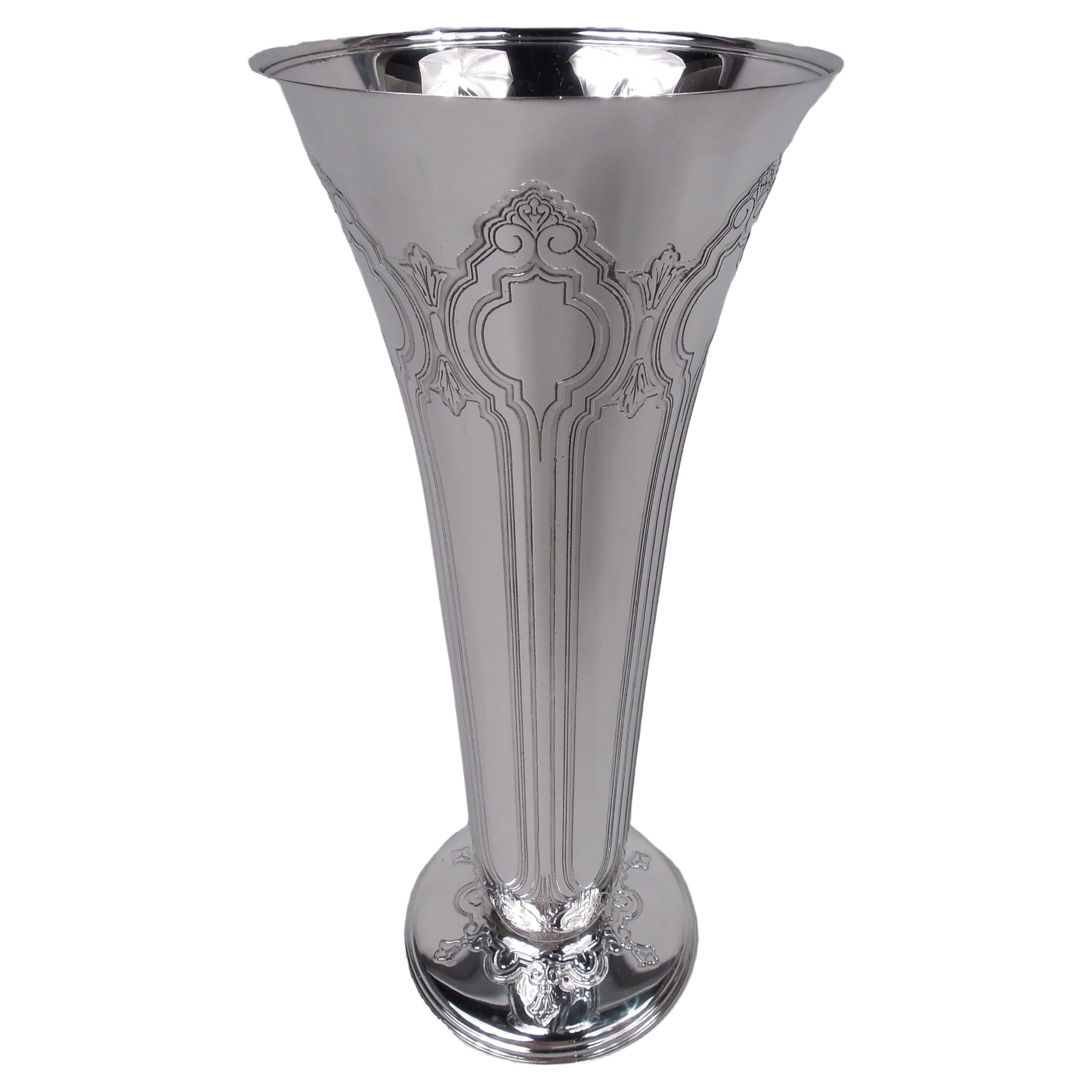 Antique Tiffany Edwardian Classical Sterling Silver Vase For Sale