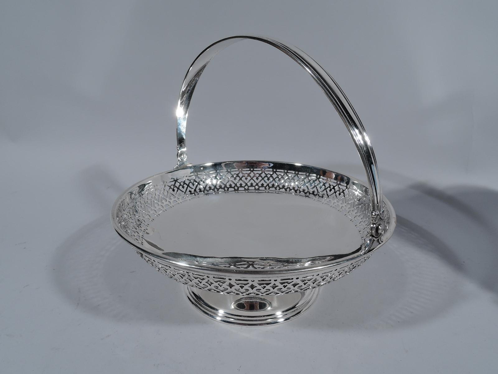 American Antique Tiffany & Co. Edwardian Pierced Sterling Silver Basket Bowl