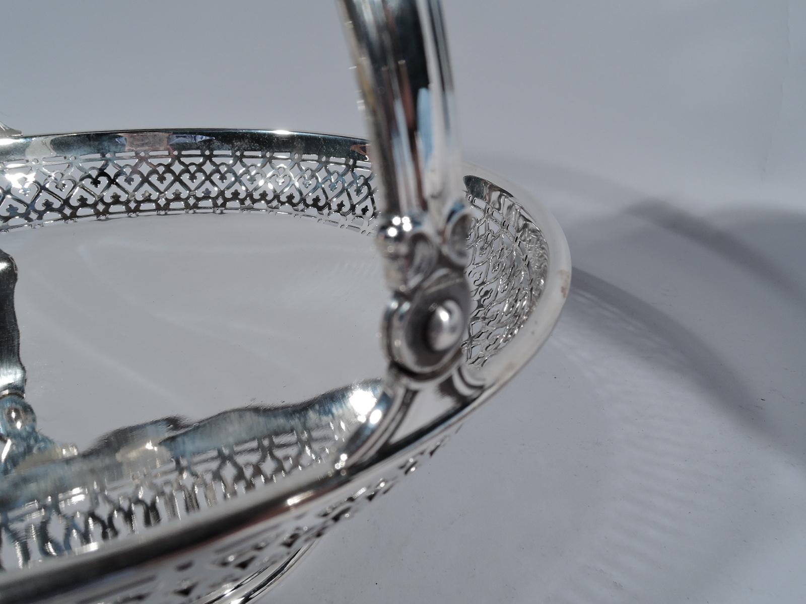 Antique Tiffany & Co. Edwardian Pierced Sterling Silver Basket Bowl In Excellent Condition In New York, NY
