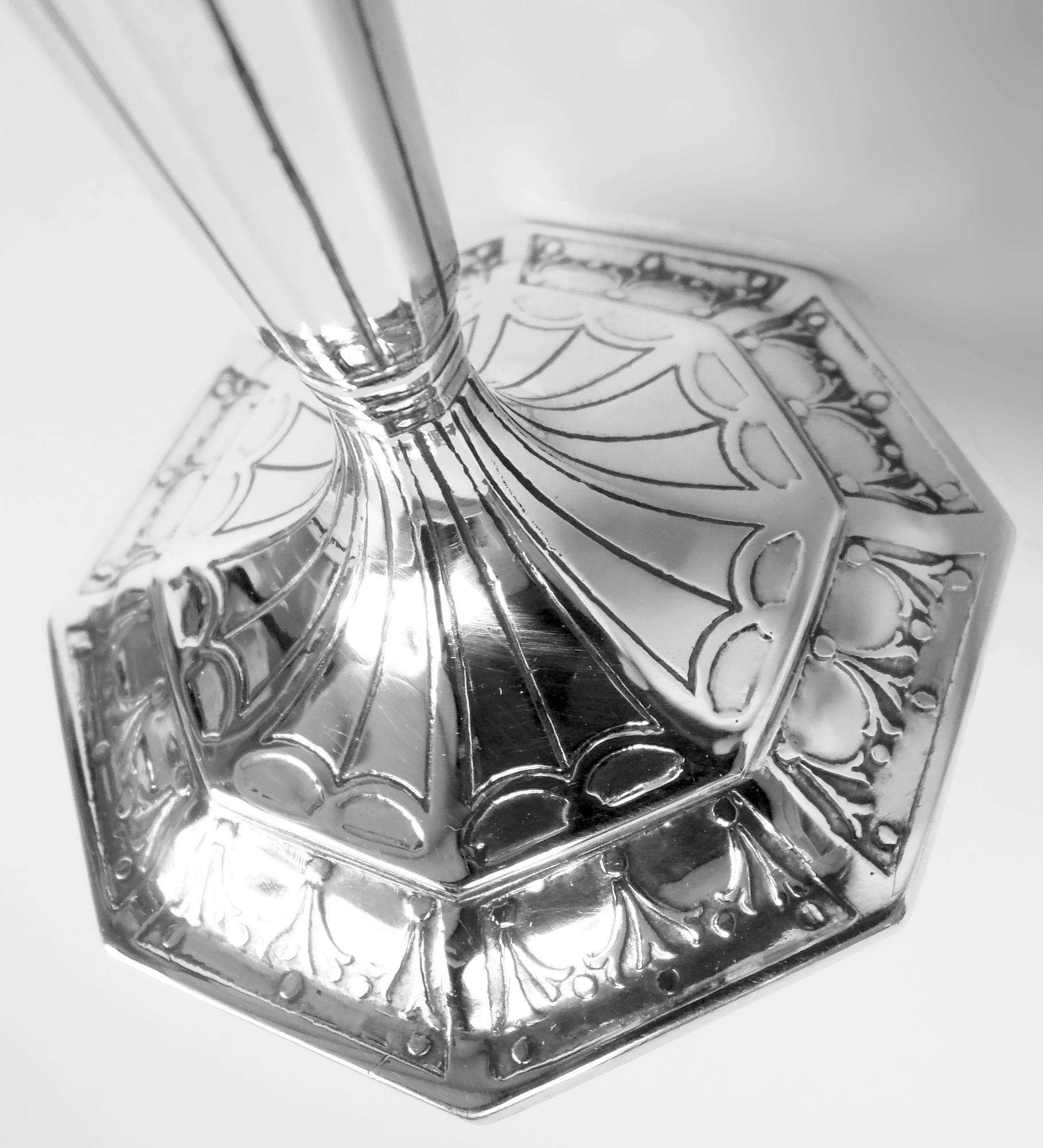 Faceted Antique Tiffany Edwardian Regency Sterling Silver Bud Vase For Sale