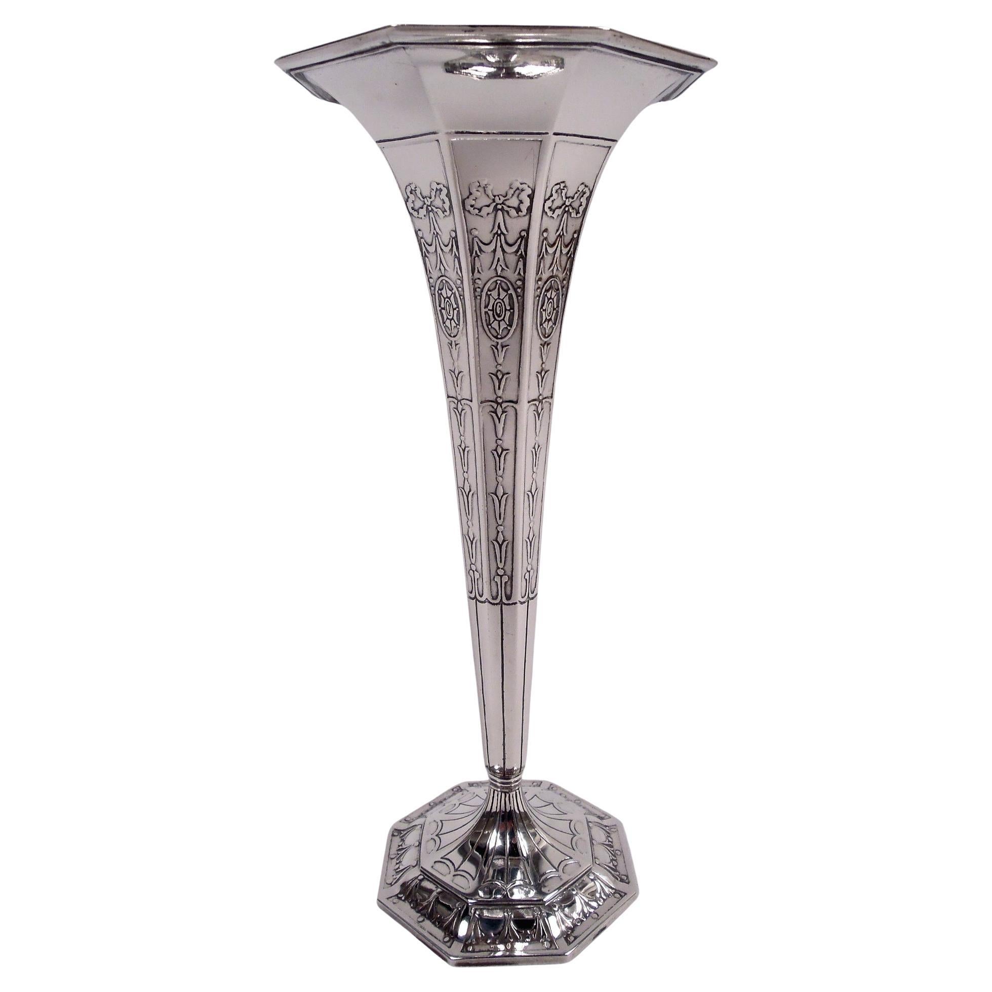 Antique Tiffany Edwardian Regency Sterling Silver Bud Vase For Sale