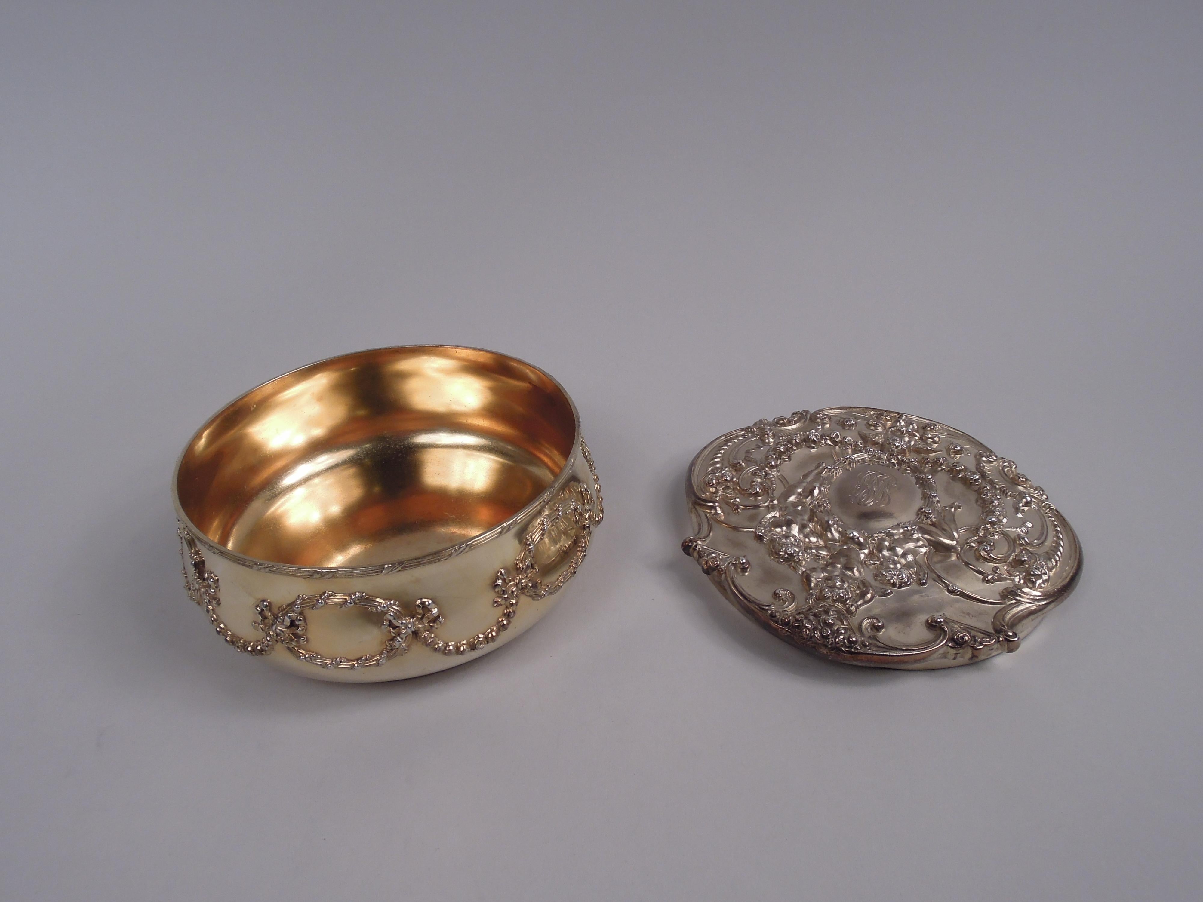 Americano Antico cofanetto in argento dorato rococò Tiffany Edwardiano in vendita