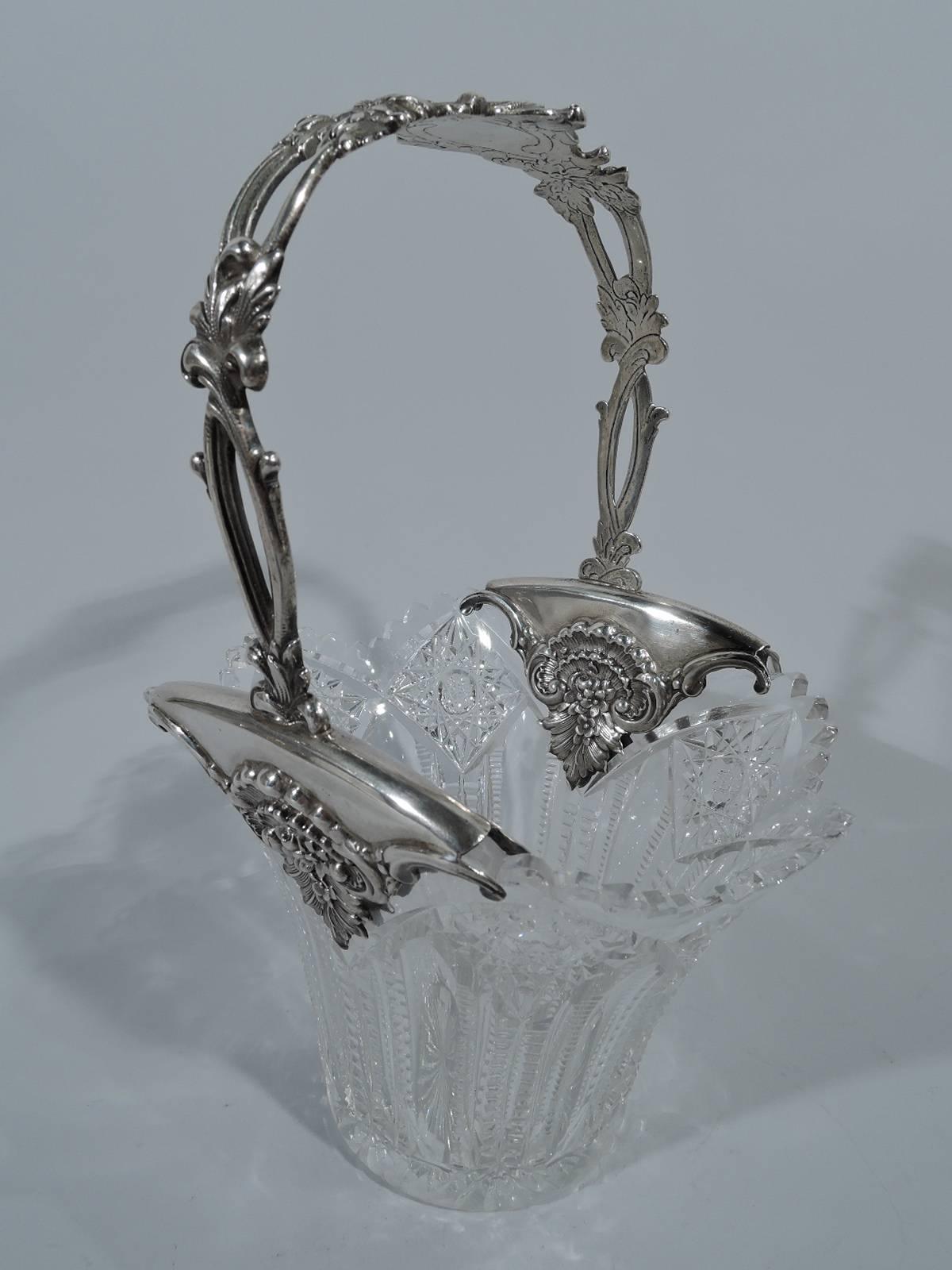 American Antique Tiffany Edwardian Sterling Silver and Brilliant-Cut Glass Basket