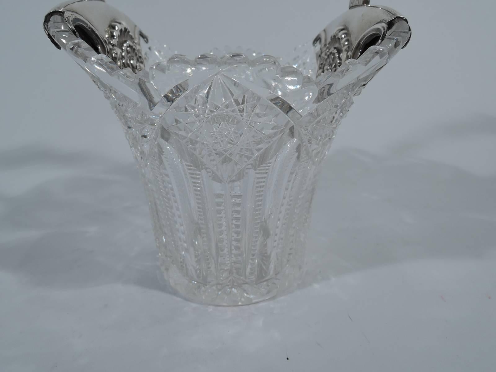 Early 20th Century Antique Tiffany Edwardian Sterling Silver and Brilliant-Cut Glass Basket