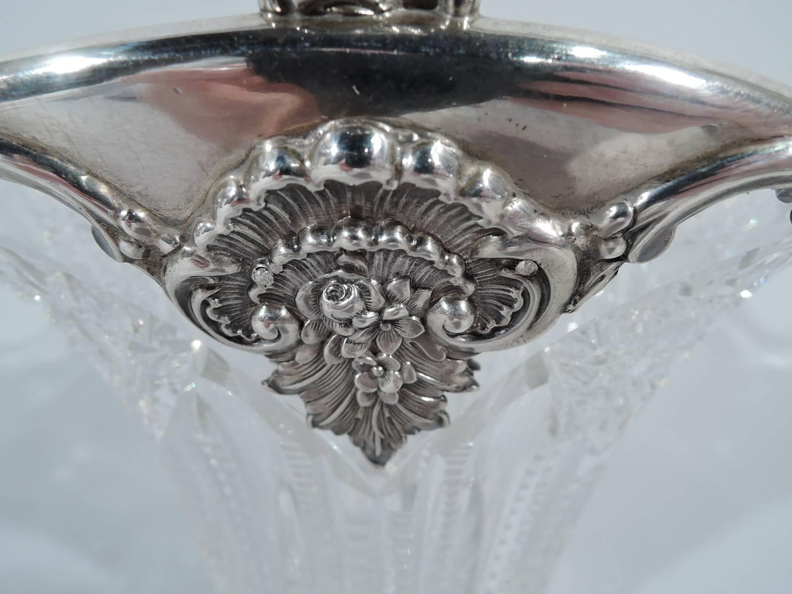 Antique Tiffany Edwardian Sterling Silver and Brilliant-Cut Glass Basket 3