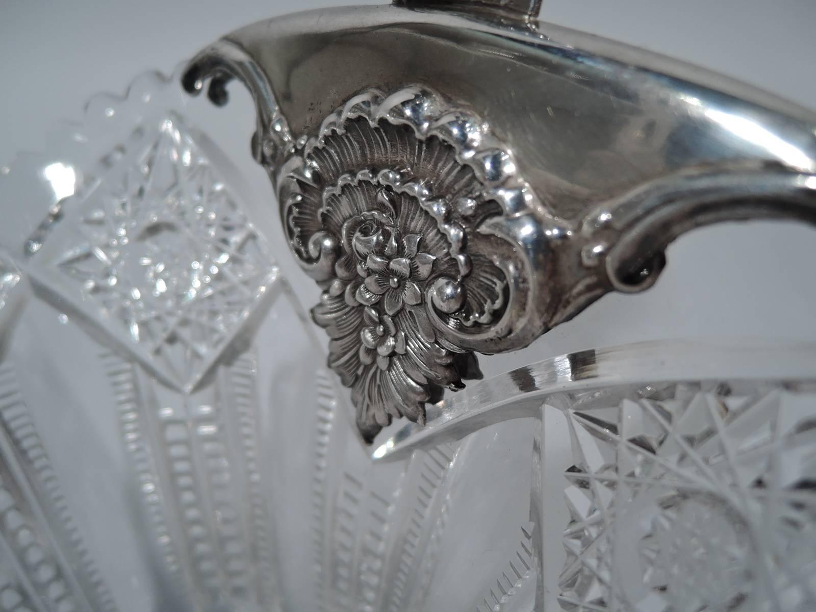 Antique Tiffany Edwardian Sterling Silver and Brilliant-Cut Glass Basket 4