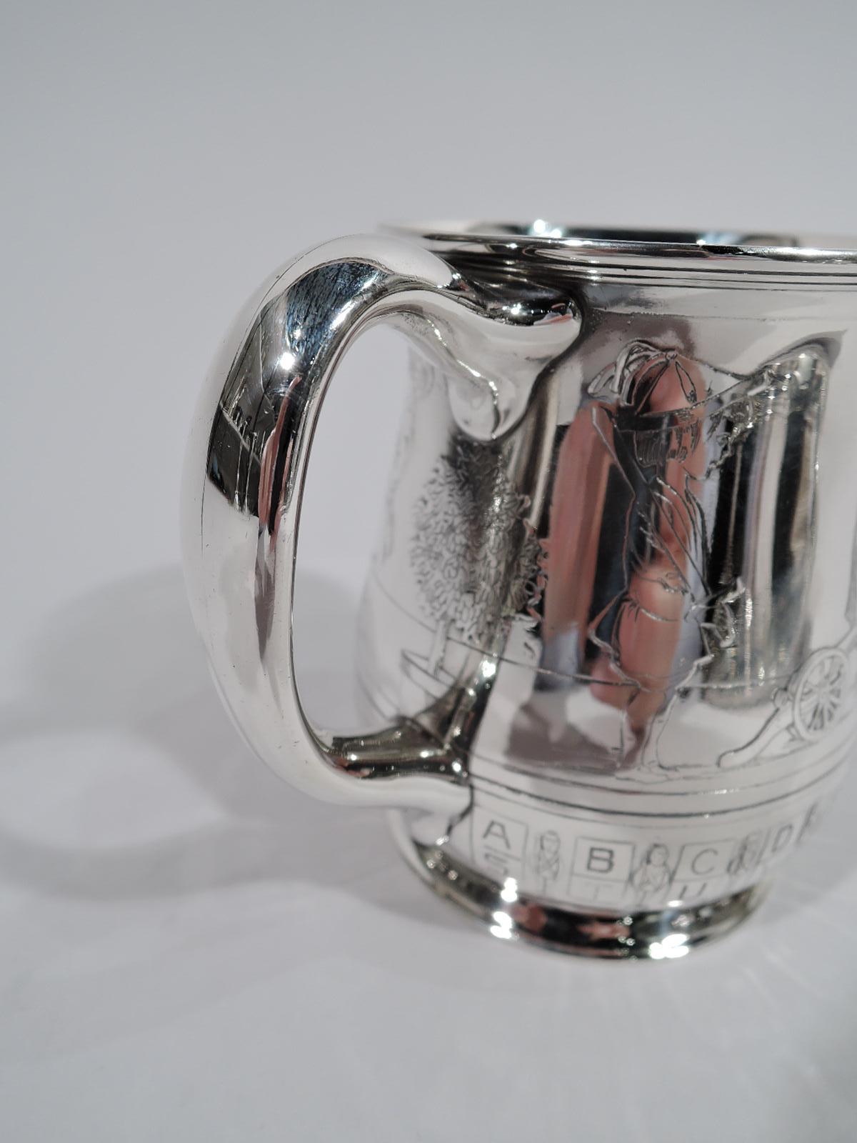 20th Century Antique Tiffany Edwardian Sterling Silver Patriotic Baby Cup