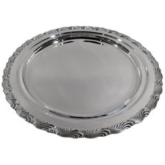 Antique Tiffany Edwardian Sterling Silver Tray with Wave Edge Motif