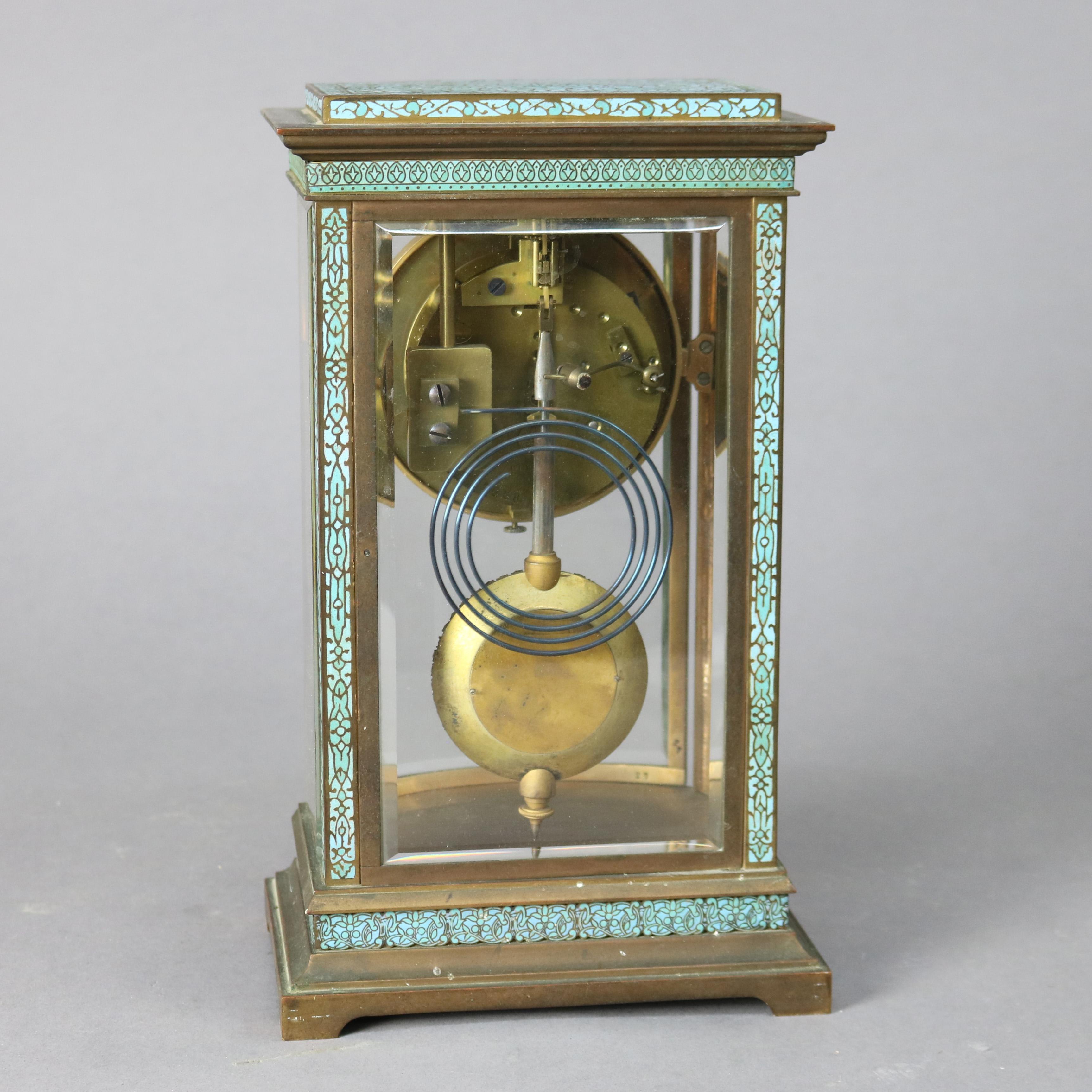 Antique Tiffany Enameled Crystal Regulator Clock circa 1900 4