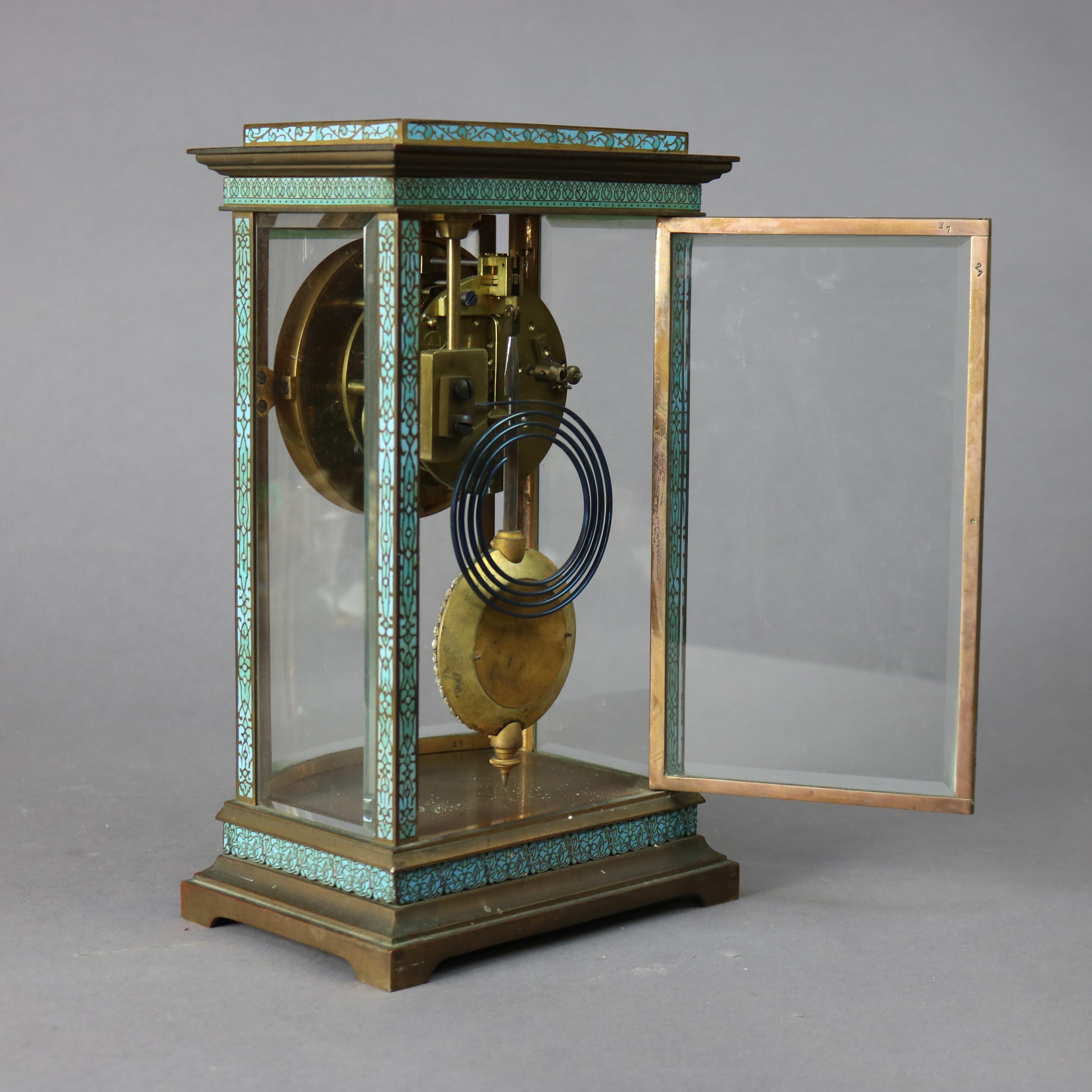 Antique Tiffany Enameled Crystal Regulator Clock circa 1900 5