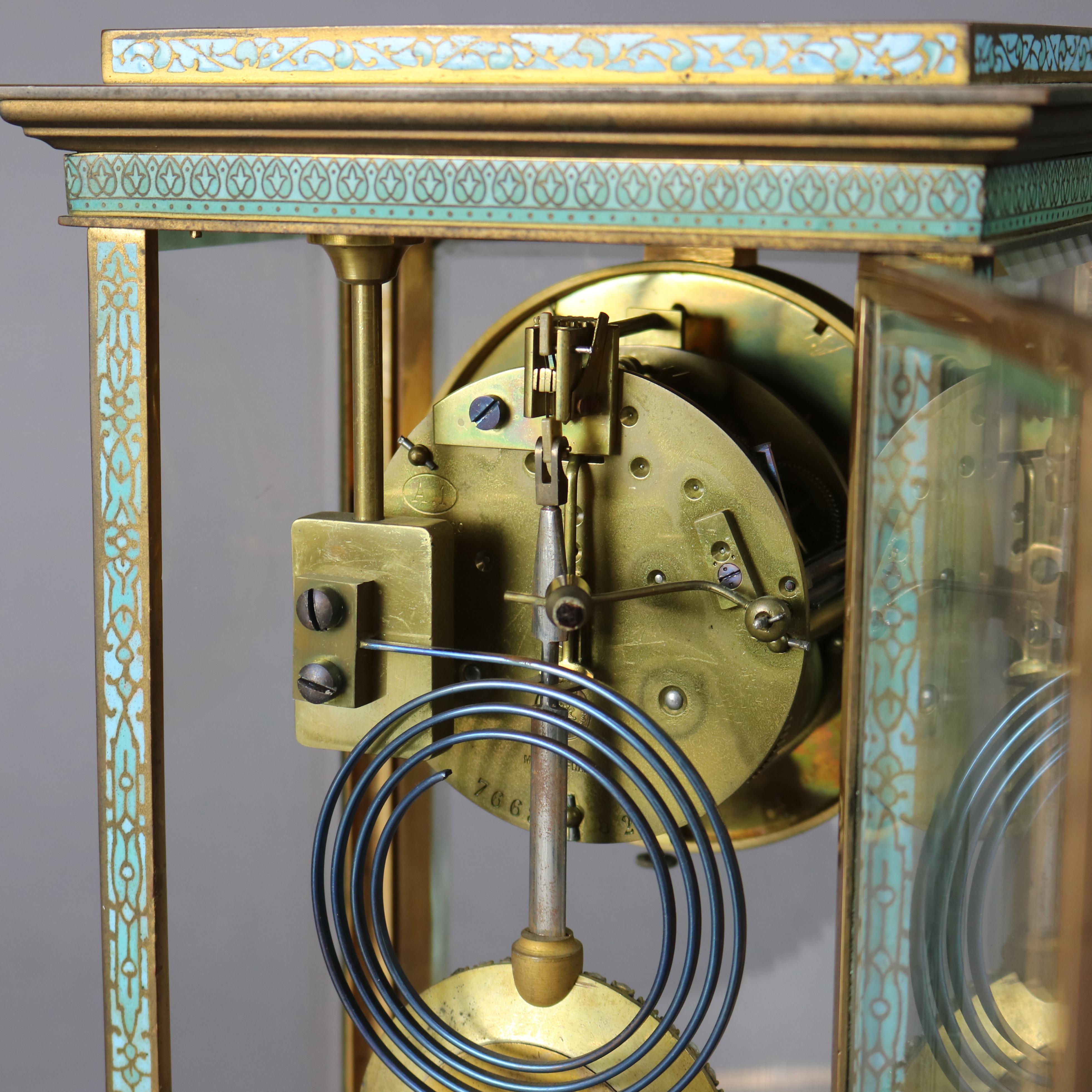 Antique Tiffany Enameled Crystal Regulator Clock circa 1900 6