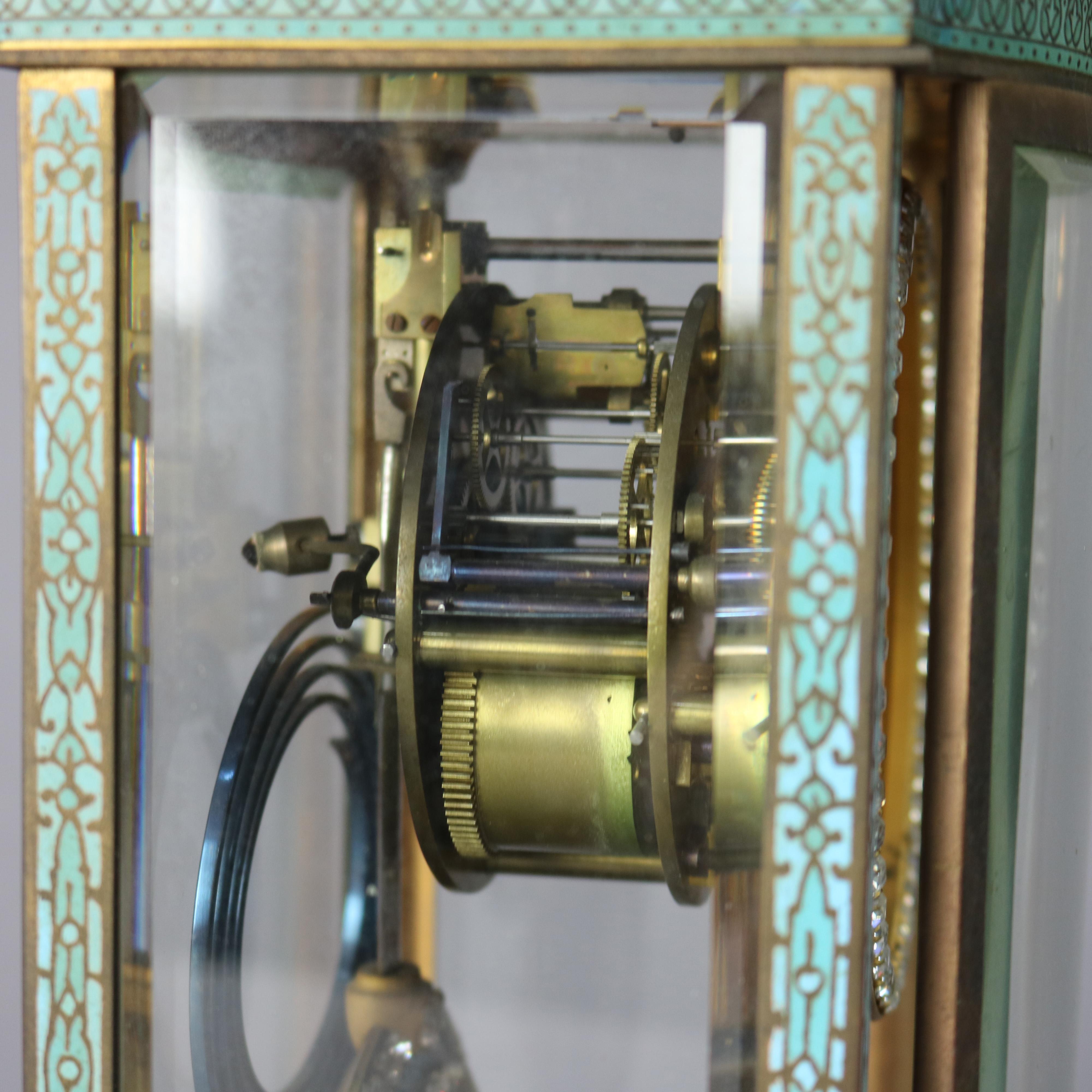 Antique Tiffany Enameled Crystal Regulator Clock circa 1900 7