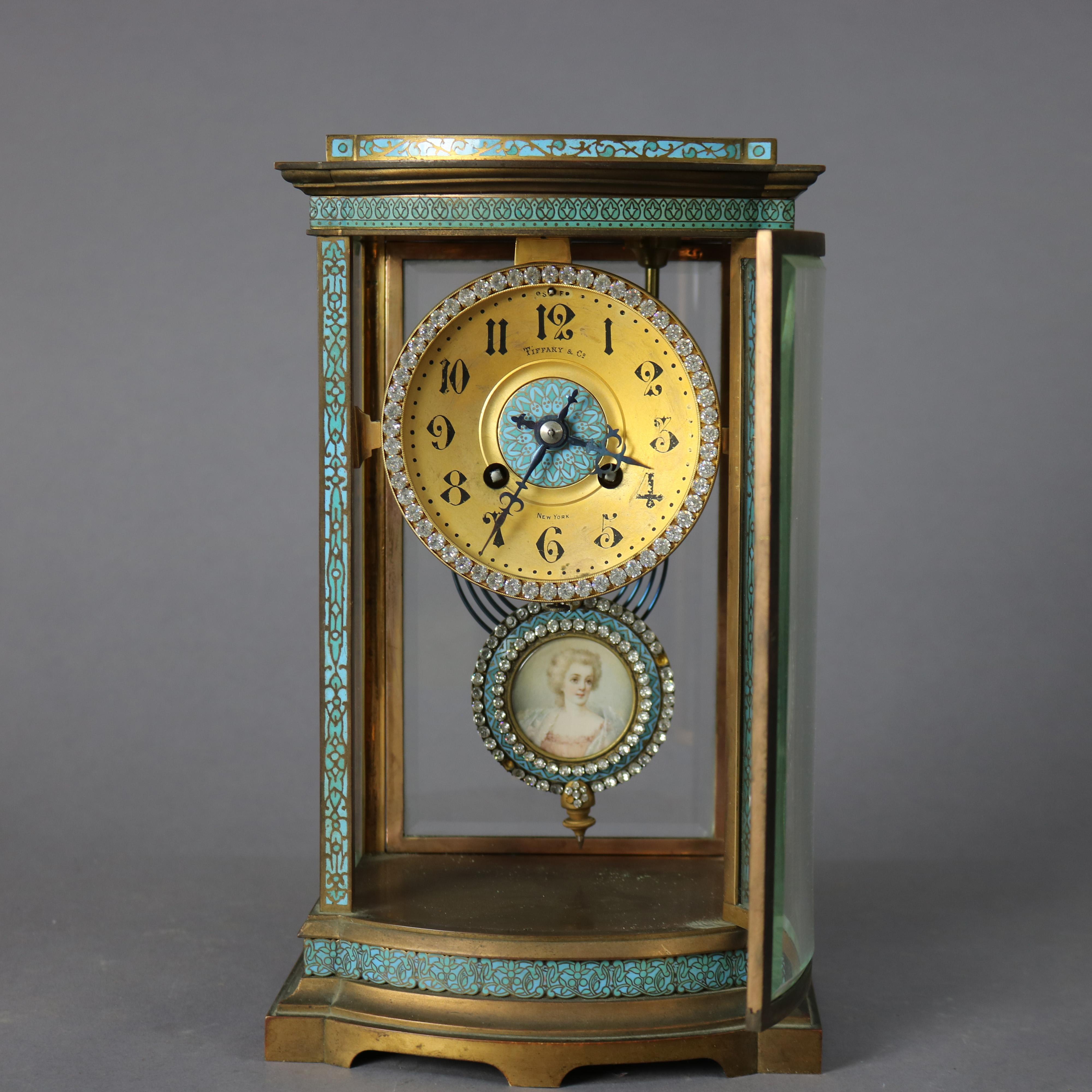 Antique Tiffany Enameled Crystal Regulator Clock circa 1900 9