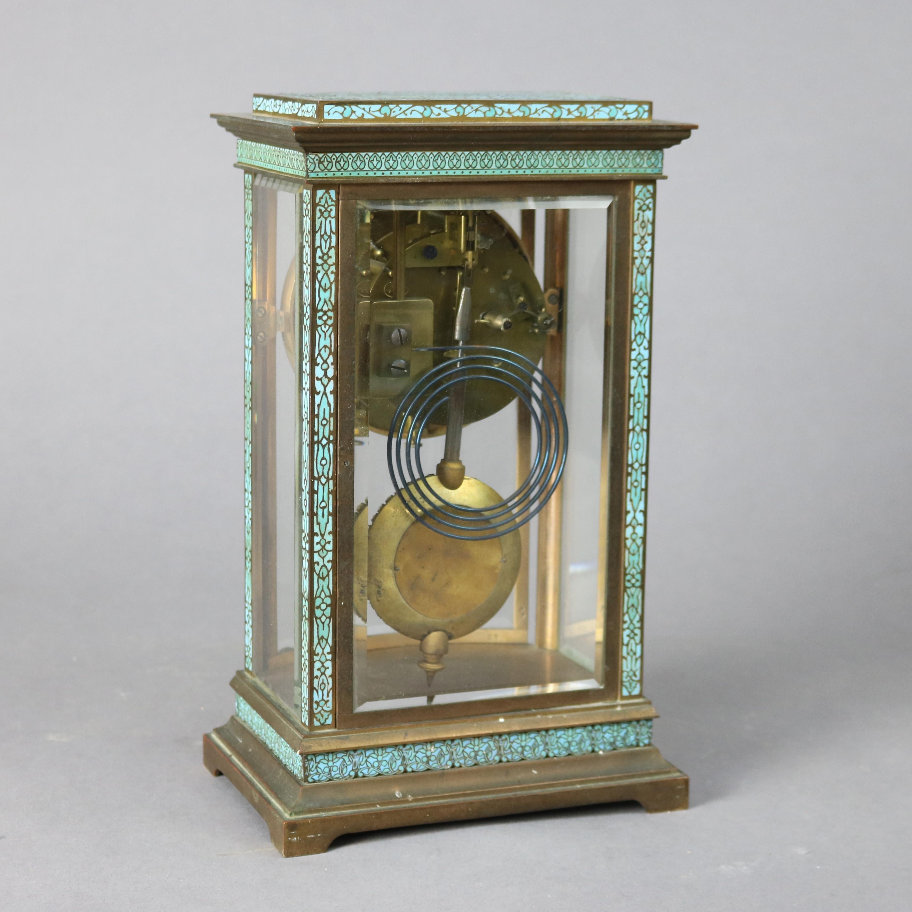 Antique Tiffany Enameled Crystal Regulator Clock circa 1900 3