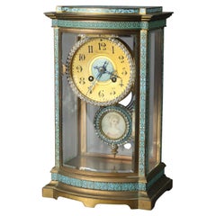 Antike emaillierte Kristall- Regulator-Uhr von Tiffany, um 1900