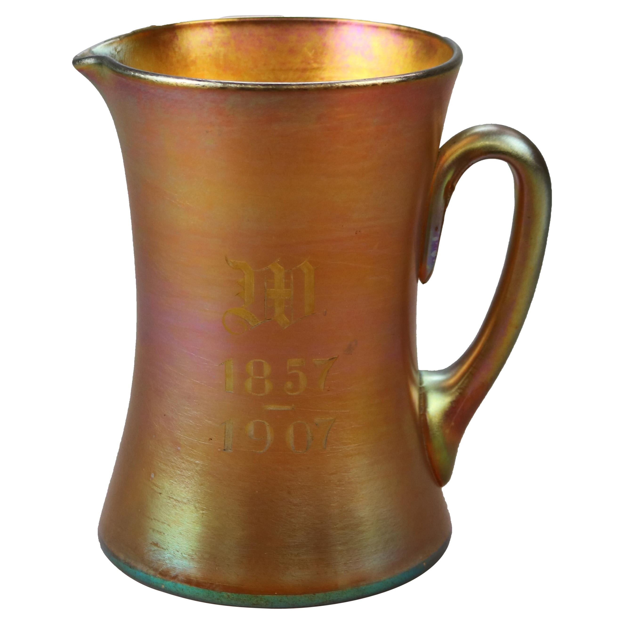 Antique Tiffany Favrile Art Glass Presentation Pitcher circa 1900