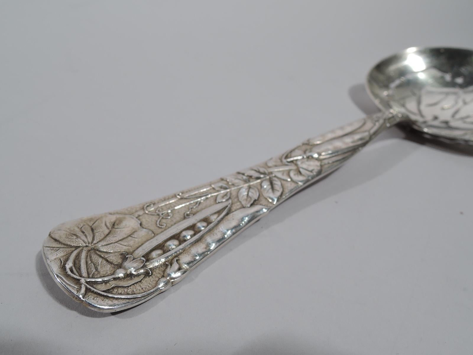 Aesthetic Movement Antique Tiffany Fruits and Flowers Sterling Silver Pea Pod Pea Server