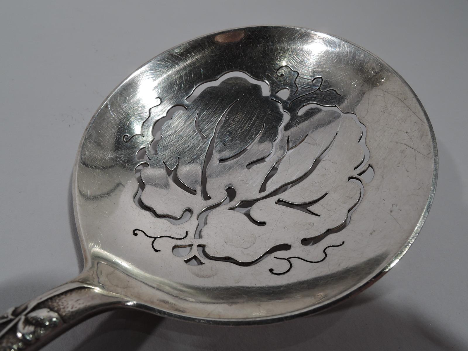 American Antique Tiffany Fruits and Flowers Sterling Silver Pea Pod Pea Server