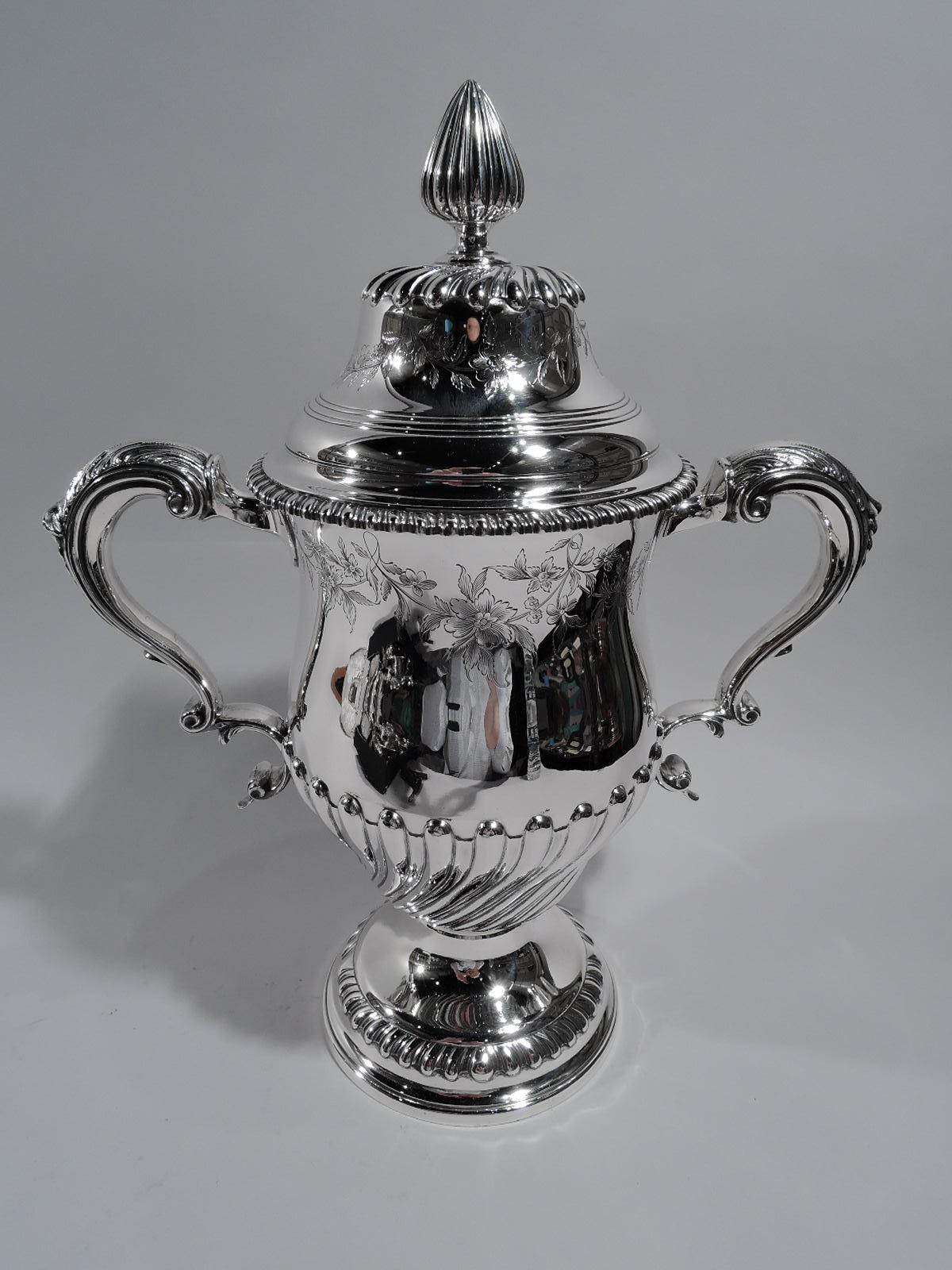 Neoclassical Antique Tiffany Georgian Sterling Silver Covered Urn Trophy Cup