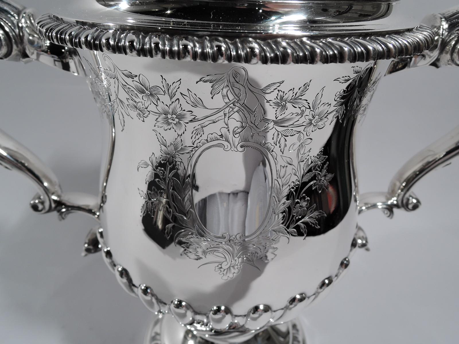 20th Century Antique Tiffany Georgian Sterling Silver Covered Urn Trophy Cup