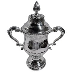 Antique Tiffany Georgian Sterling Silver Covered Urn Trophy Cup